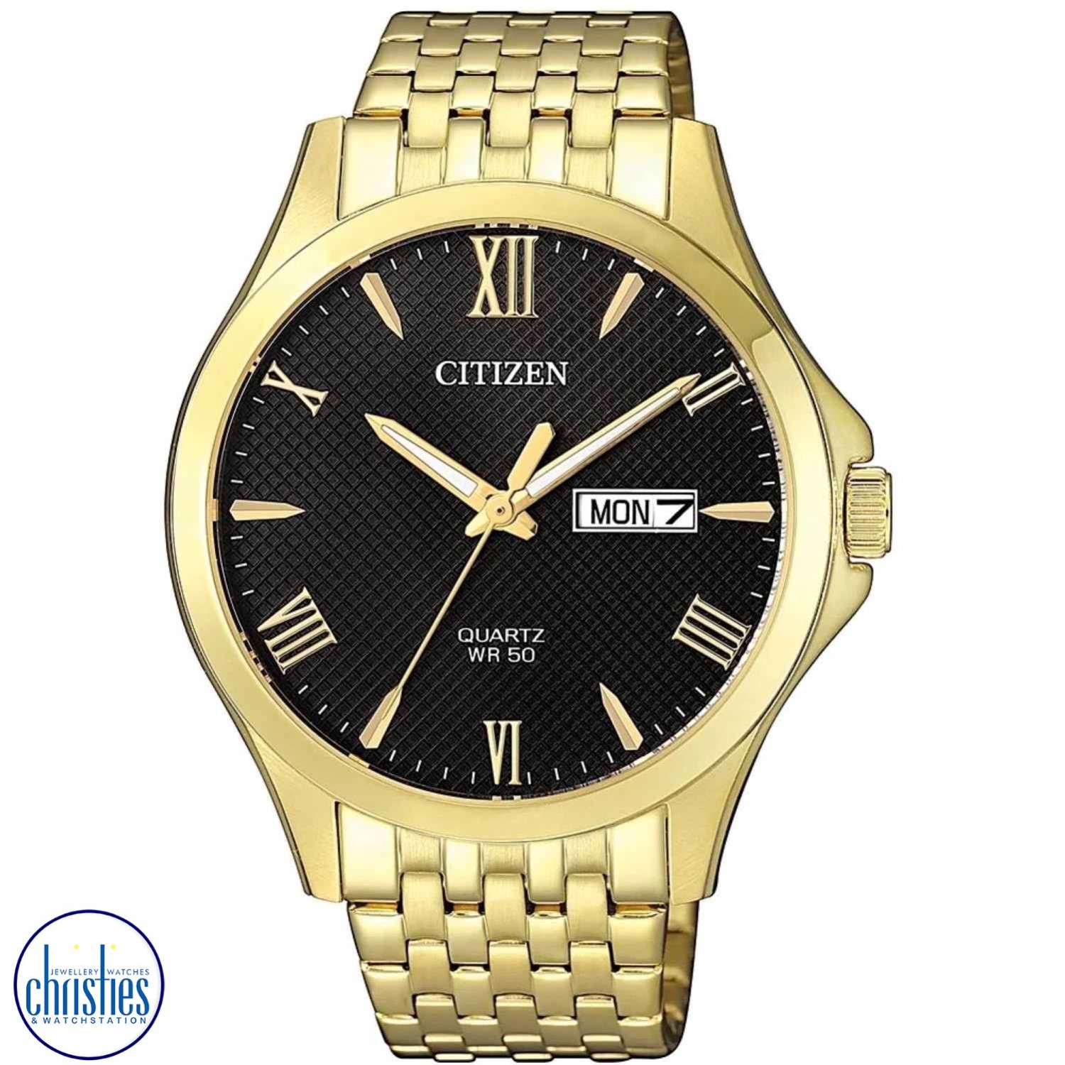 BF2022-55H Citizen Gold Tone Black Dial Day Date Watch BF2022-55H Watches NZ