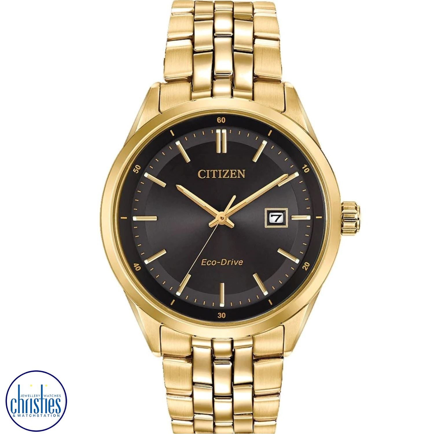 Christies Jewellery - BM7252-51E CITIZEN GENTS ECO-DRIVE BLACK DIAL GOLD BRACELET WATCH Watches NZ BM7252-51E CITIZEN GENTS ECO-DRIVE BLACK DIAL GOLD BRACELET WATCH BF2009-11A Watches NZ