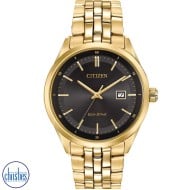  BM7252-51E CITIZEN GENTS ECO-DRIVE BLACK DIAL GOLD BRACELET WATCH