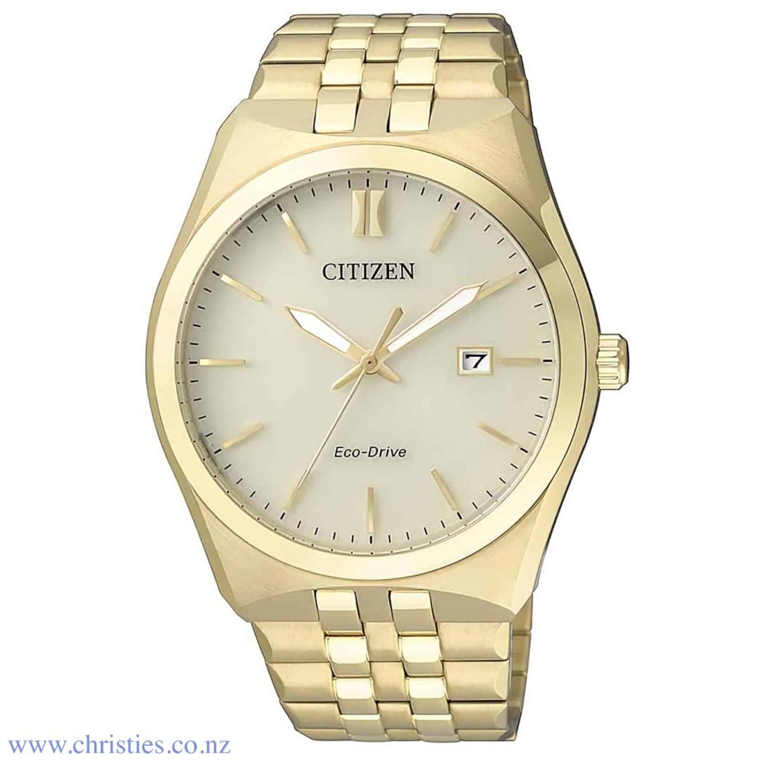 BM7332-61P CITIZEN Eco-Drive Watch. Classically styled with sophisticated performance features, this carefully designed watch was created to maintain a refined look while standing up to the challenges generated by an active lifestyle. Eco-Drive gives this