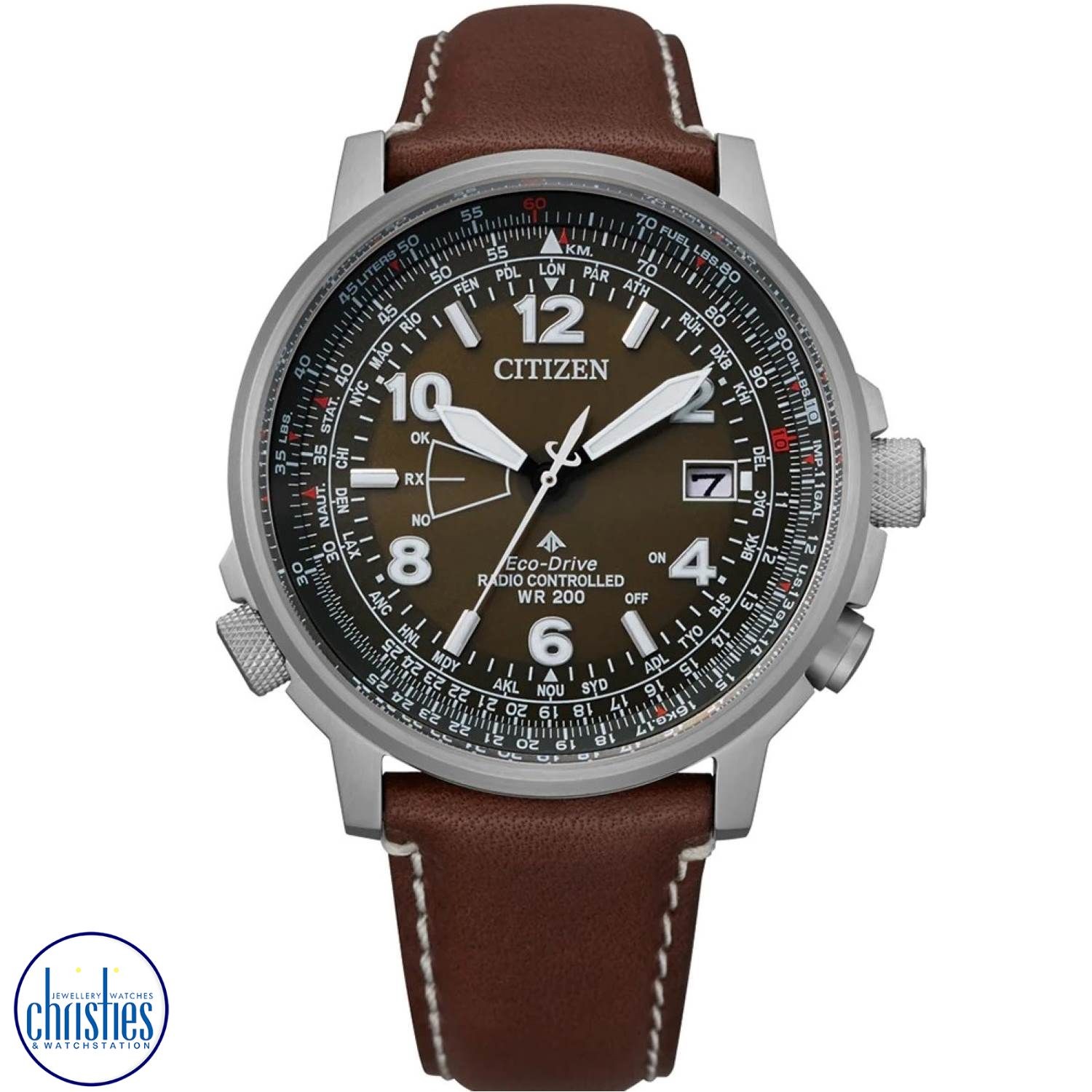 Christies Jewellery - CB0240-29X CITIZEN Promaster Sky Eco -Drive Brown Leather Strap Watch Watches NZ CB0240-29X CITIZEN Promaster Sky Eco -Drive Brown Leather Strap Watch BM8550-14A Watches NZ