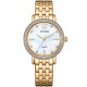 Christies Jewellery - EL3103-57D Citizen Ladies Gold Tone Watch Auckland NZ EL3103-57D Citizen Ladies Gold Tone Watch EL3103-57D Citizen Watches Auckland | White mother of Pearl Dial with crystals on Bezel