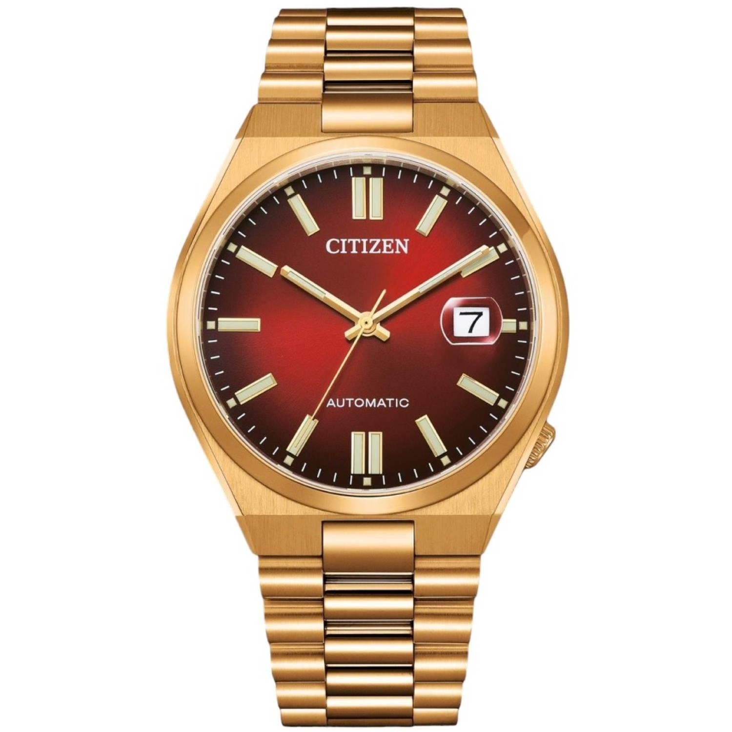 Christies Jewellery - NJ0153-82X Citizen Automatic Gold Tone Watch Watches Auckland NZ NJ0153-82X Citizen Automatic Gold Tone Watch with Red Dial