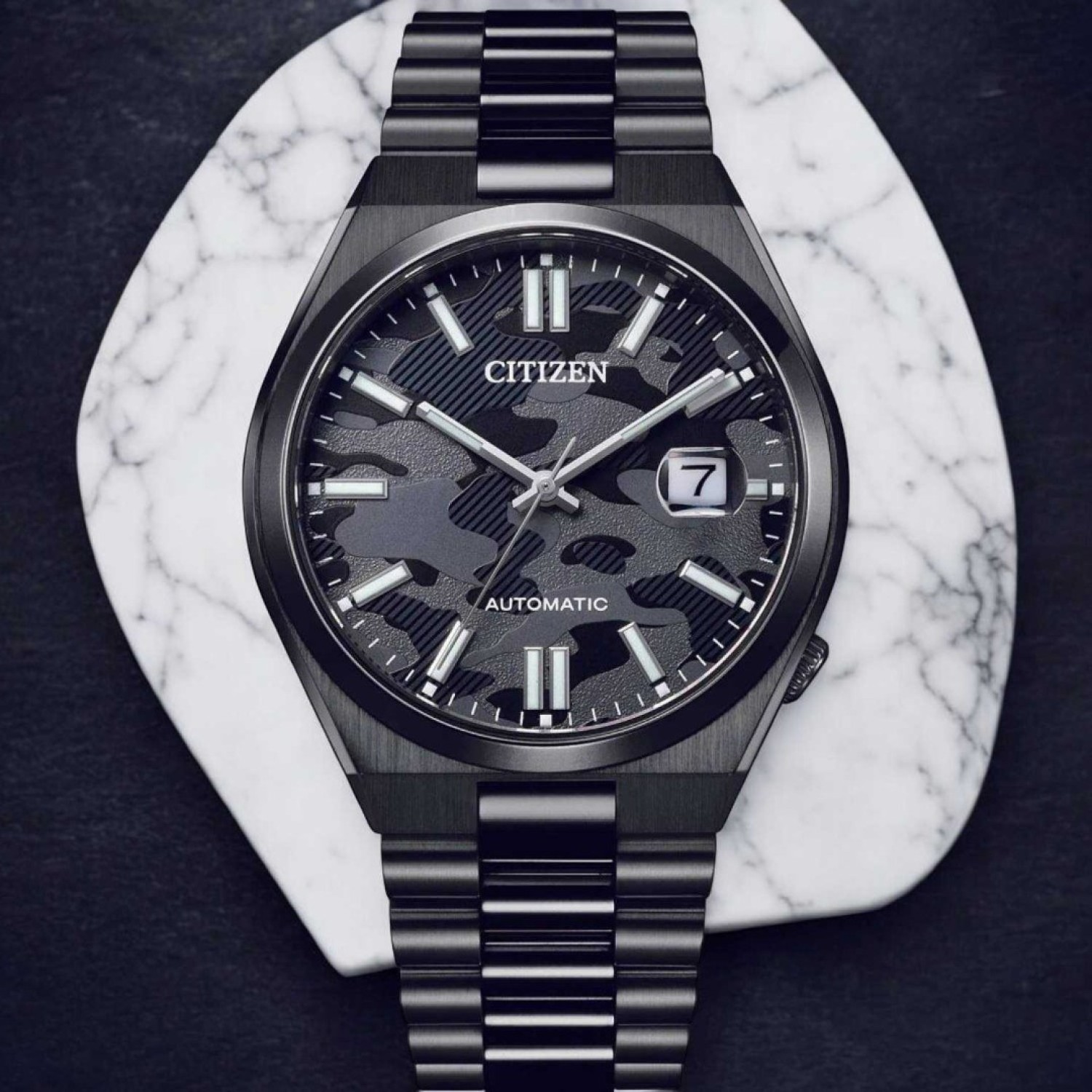 Christies Jewellery - NJ0155-87E Citizen Tsuyosa Black Camo Dial Watch Auckland NZ NJ0155-87E Citizen Tsuyosa Black Camo Dial Watch