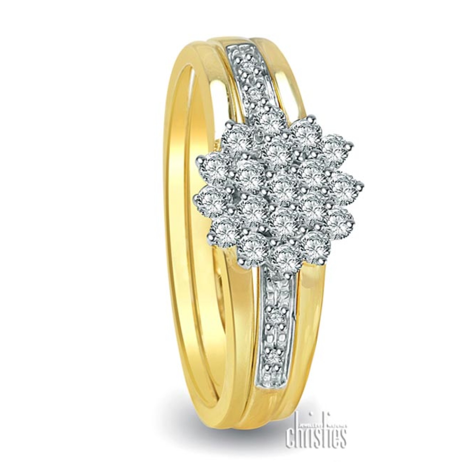 9ct Gold Cubic Zirconia Cluster Ring DJR582. 9ct Gold Cubic Zirconia Cluster Ring Crafted in 9ct Gold and set with Cubic Zirconia Gift wrapped if required 5 Year Written Guarantee  Cubic zirconia is a synthetic gemstone that very closely resembles diamond