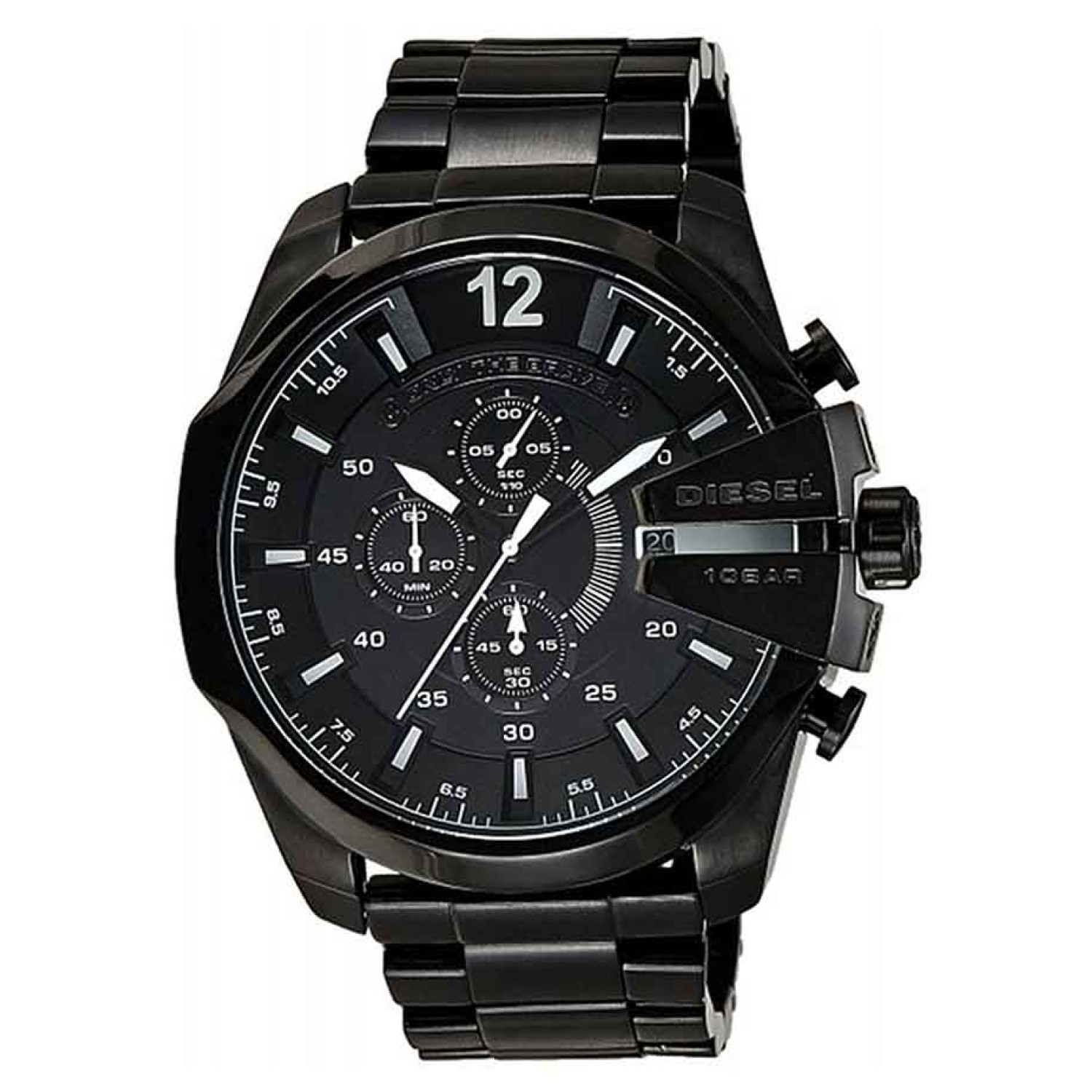 DZ4283 Diesel Master Chief Chronograph Watch DZ4283-DIESEL Watches New Zealand DZ4283 Diesel Master Chief Chronograph Watch. This eye catching design is part of the Mega Chief collection from Diesel. This DZ4283 watch is made from black ion-plated steel and features a big 51mm case. The black dial features high-vis baton hour marke