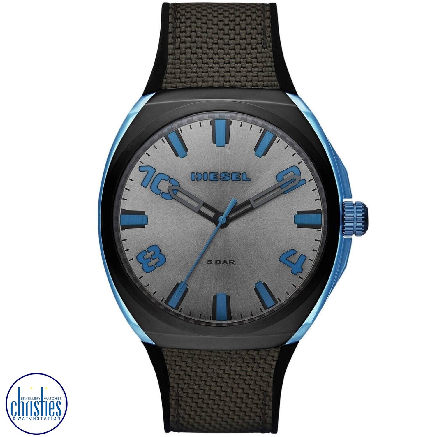 DZ1885 Diesel Men's Stigg Black And Gray Silicone Strap Watch DZ4343 Watches NZ