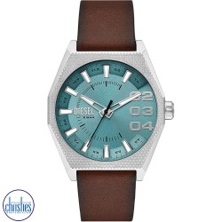 DZ2174 Diesel Scraper Men's Three-Hand Brown Leather Watch