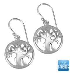Sterling Silver Tree of Life Hook Earrings