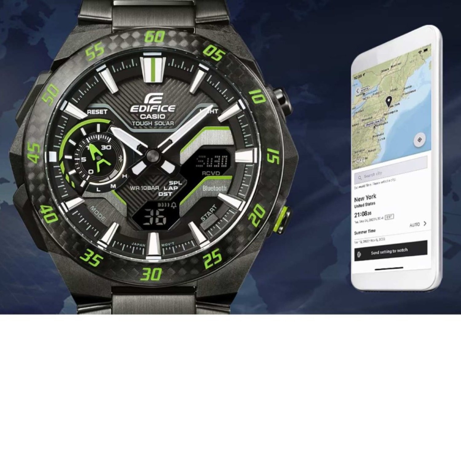 ECB2200RC-1A9 Casio Edifice | High-performance motorsports chronograph – Edifice Watches Auckland | Luxury and Affordability ECB2200RC-1A9 Casio Edifice | High-performance motorsports chronograph by Edifice