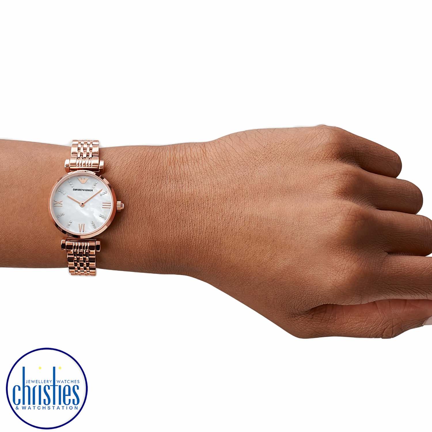 AR11316 Emporio Armani Two-Hand Rose Gold-Tone Stainless Steel Watch AR11316 Emporio Armani Two-Hand Rose Gold-Tone Stainless Steel Watch. Armani Exchange is a sub-brand to Armani, with focus on the younger generation.