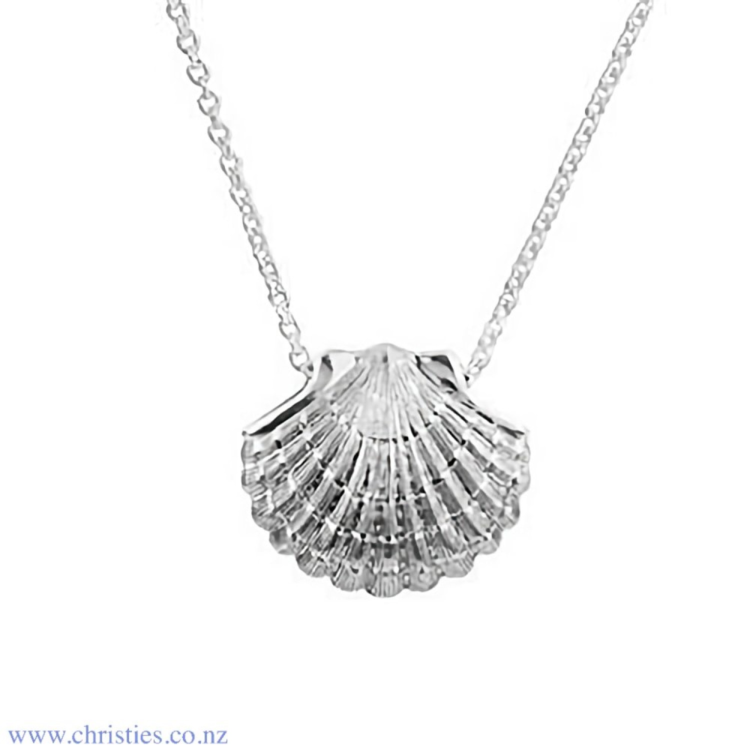 2P61011 Evolve Ocean Scallop Pendant. Evolves exquisite Ocean Scallop Pendant, with its instantly recognisable shape, gives us the direction to ﬁnd our way. The striking lines on the shell are believed to lead us on the right path, navigating us to ﬁnd ou