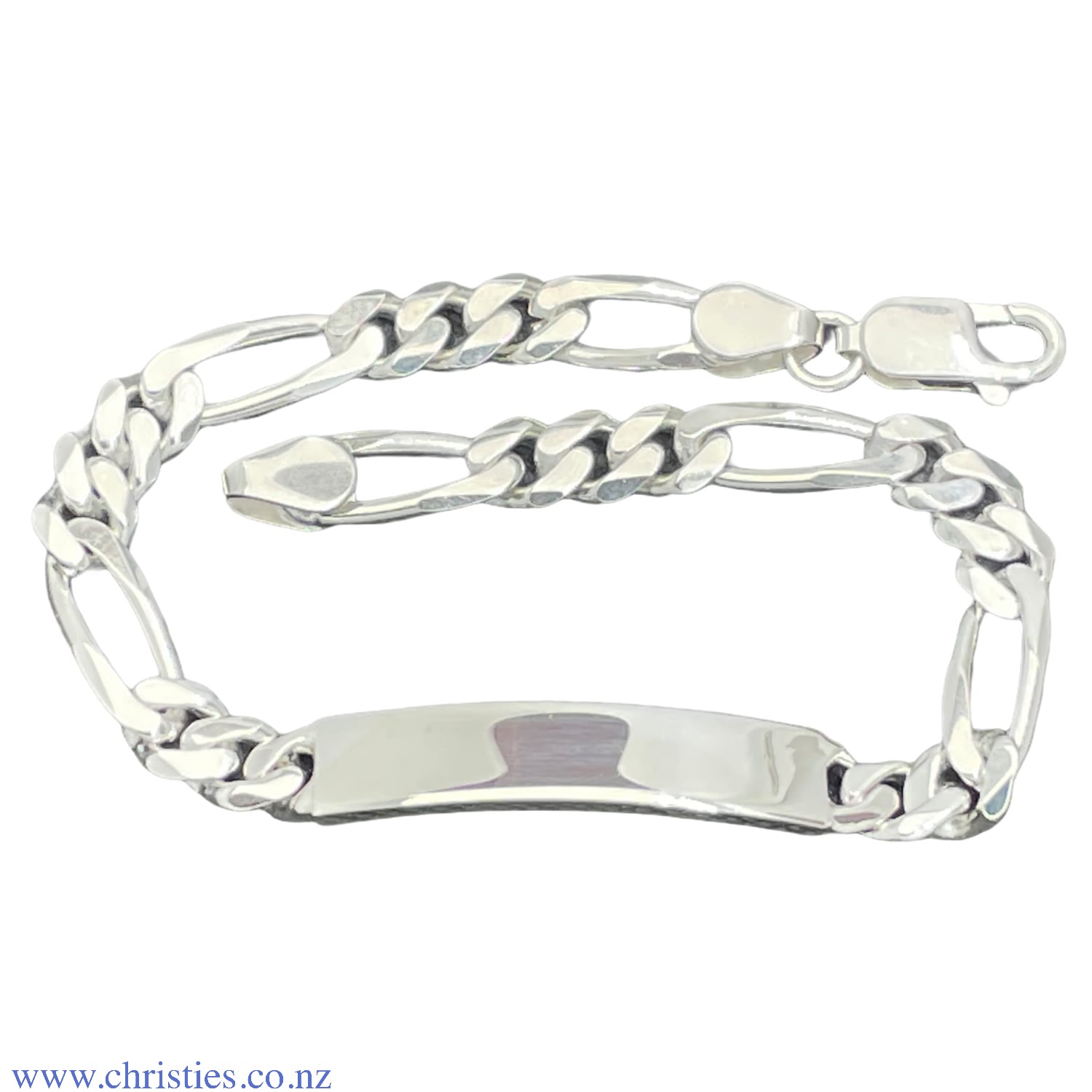 37751 Sterling Silver ID Figaro Bracelet. Identification braclet crafted in 925 sterling silver  LAYBUY - Pay it easy, in 6 weekly payments and have it now. Only pay the price of your purchase, when you pay your instalments on time. A late fee may @christ