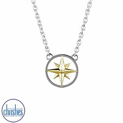 Evolve Jewellery Silver Compass Necklace 