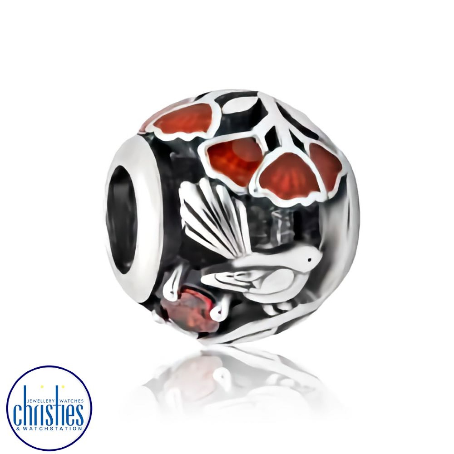 LKE078 Evolve Jewellery Pohutukawa Charm LKE078 evolve jewellery Palmerston North LKE078 Evolve Jewellery Pohutukawa Charm. The beautiful pōhutukawa and the friendly fantail are two of New Zealand’s most loved national treasures. Marking the beginning of the festive season, the striking red enamel flowers and stunning red cubic zircon