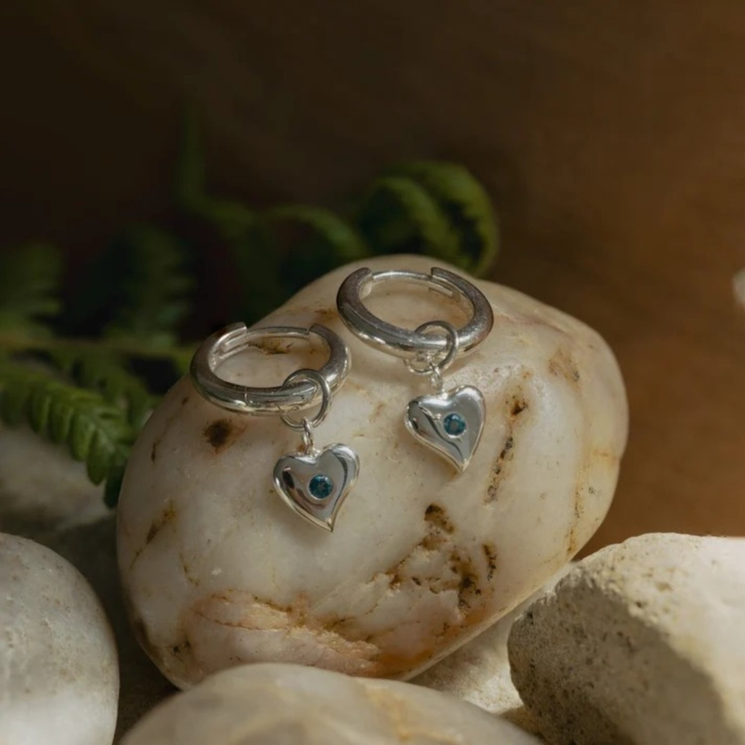 3E40058 Evolve Devoted Heart Huggies (Calm) by Evolve Jewellery