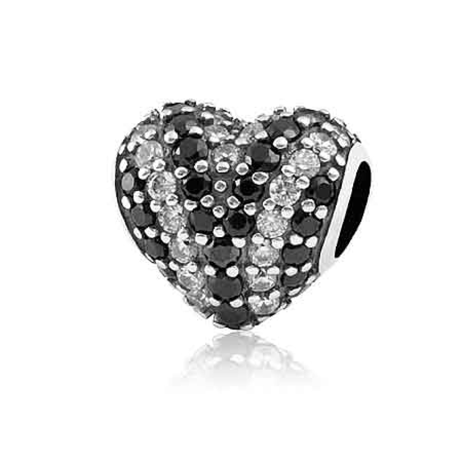 LK238SP Evolve Silver Charm Heart of Stars. Our sparkling black and white heart was especially created for those who truly have a heart of stars, whose kindness and inspiring spirit will be treasured forever. This exquisitely beautiful charm honours those