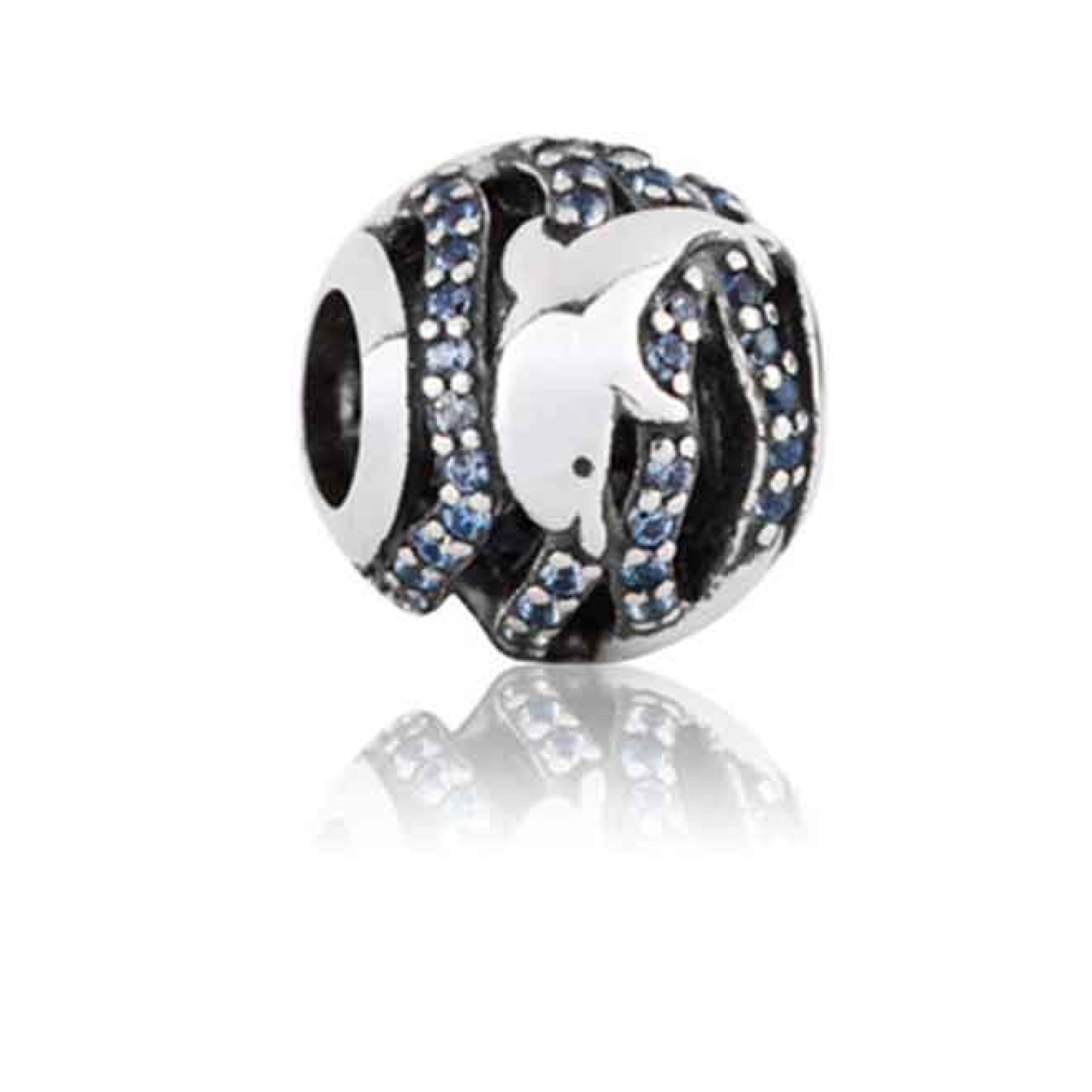 LK250CZ Evolve New Zealand Paciﬁc Dolphin Charm. A symbol of companionship, the playful dolphin lives in large social groups and forms close bonds with others. The sparkling blue cubic zirconia symbolises the glistening New Zealand waters, whilst the silv