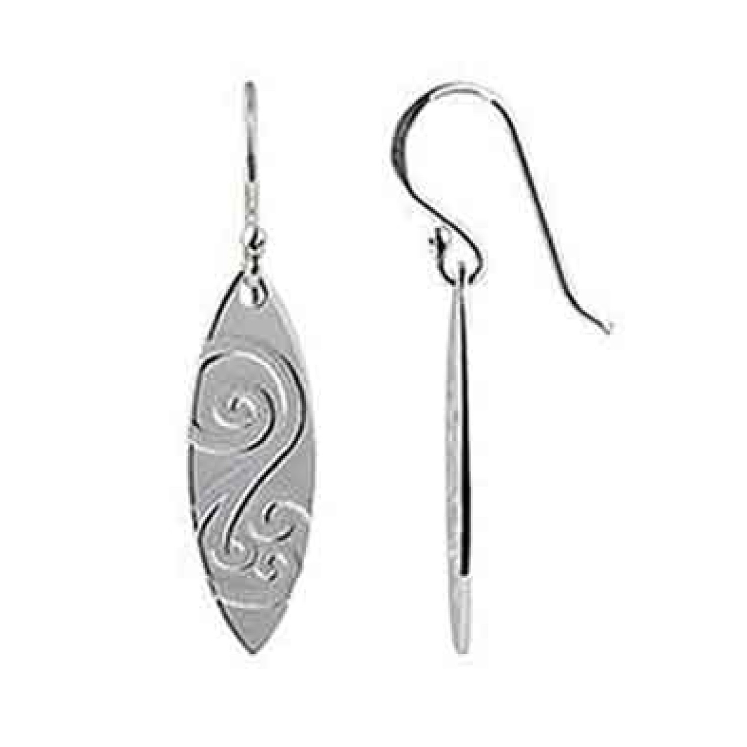 3E31028 Evolve Ocean Spirit Drop Earrings. The beautifully distinctive swirl in the shape of a koru symbolises our wild and spirited South Pacific Ocean which envelopes our tiny islands and energises our soul. Kaimoana (seafood) gathered from this powerfu