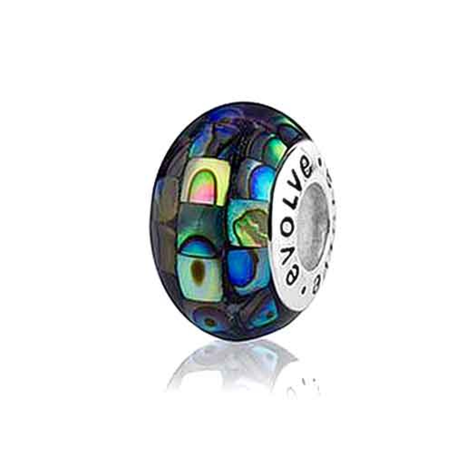 LKP006 Evolve Paua Charms Paua Mosaic. Our precious Paua Mosaic Charm symbolises inner strength and resilience within communities. The beautifully interlinked mosaic paua shell depicts togetherness and perfectly illustrates the strong bond created between