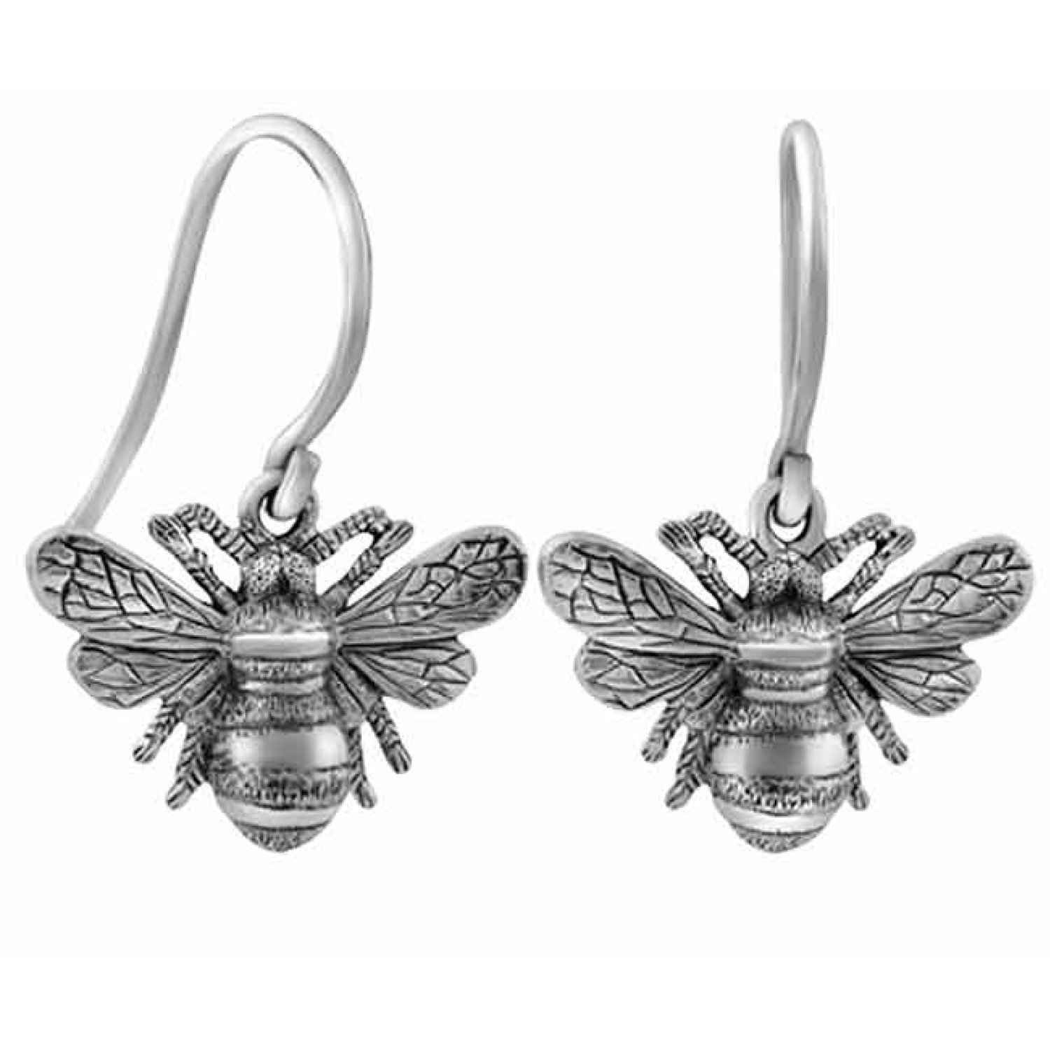 2E61005 Evolve NZ Bumble Bee Drop Earrings. The cherished bumble bee is a symbol of dedication and productivity. These Silver drop earrings are especially created for those who work diligently, shine brightly and create a little magic in the world every d