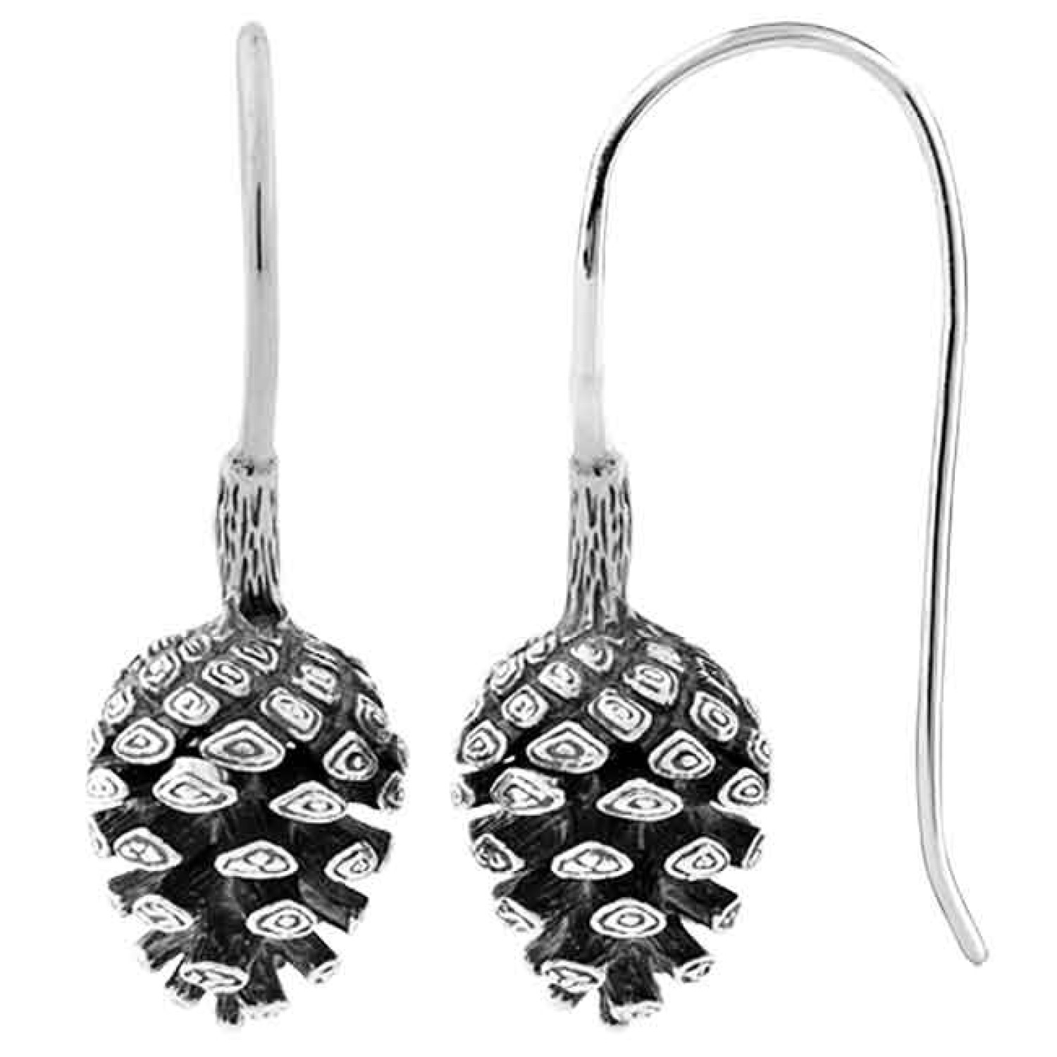2E61003 Evolve NZ Pinecone Drop Earrings. The iconic, valued little pinecone is a symbol of independence, intuition and recreation. As each perfect little seed floats freely to the ground it finds a special place to grow into a strong pine tree. Available