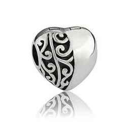 LKC032 Evolve Charms Koru Heart Clip Silver