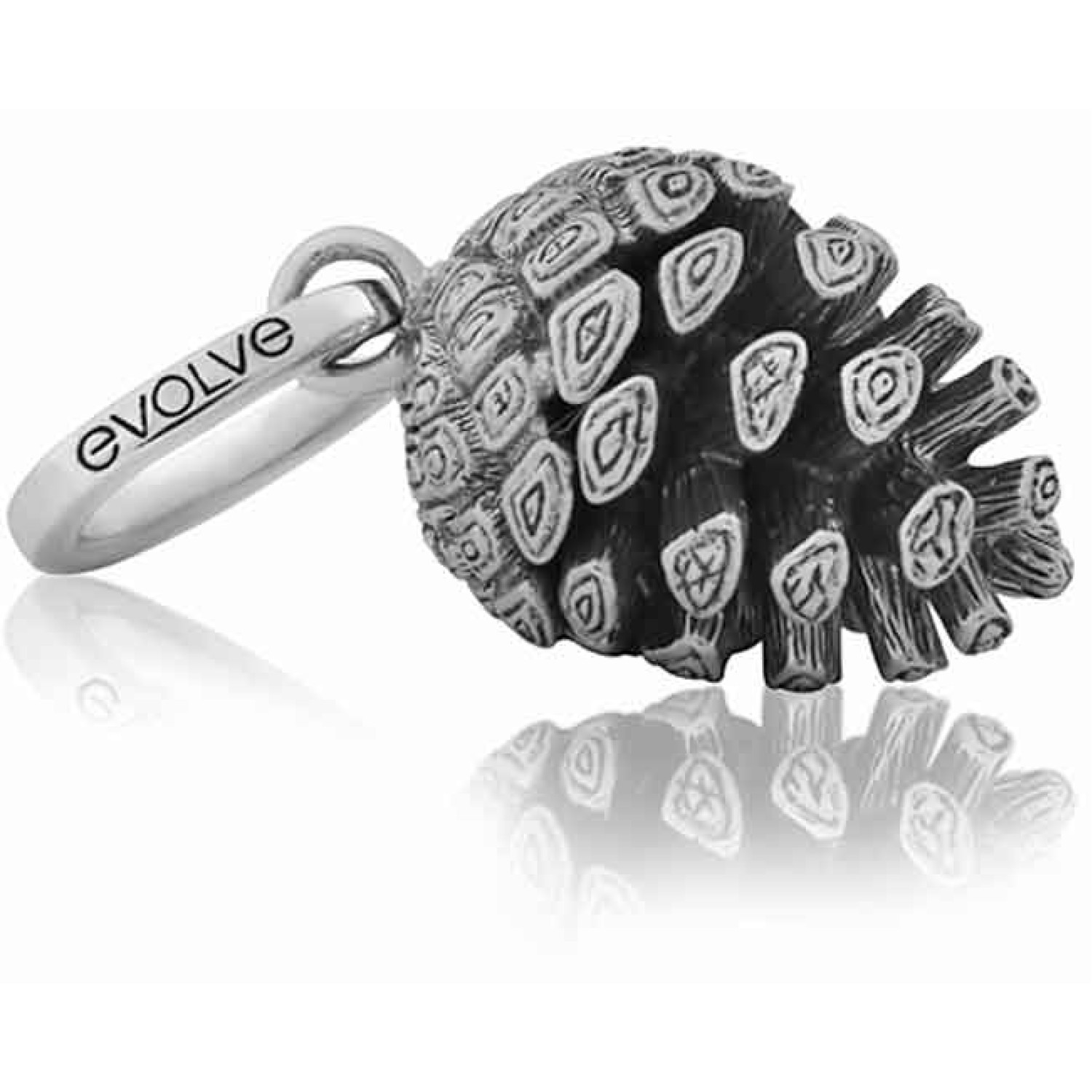 LKD043 Evolve NZ Pinecone Charm (Independence & Intuition). Collecting pinecones is a cherished Kiwi tradition and a much loved pastime for children and adults alike. The iconic, valued little cone is a symbol of independence, intuition and recreation