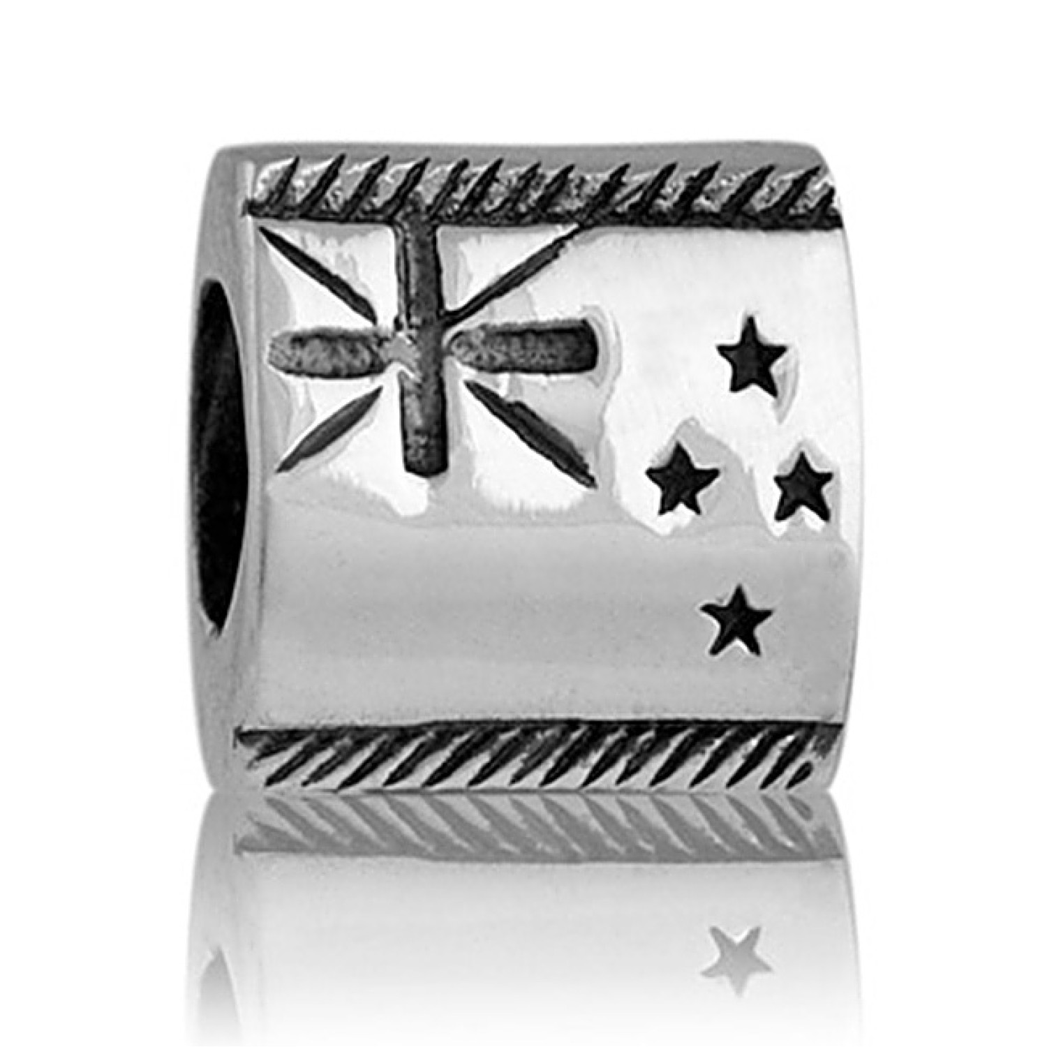 LK032 Evolves New Zealand Flag. LK032 Evolve Silver Charms New Zealand Flag When we see the New Zealand flag fly it installs a sense of pride in our country and our heritage.  The Union Jack symbolises the connection with our British ancestry. &nb @ch