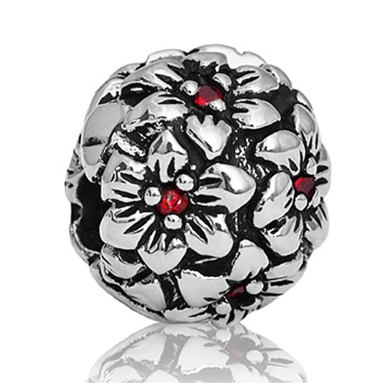 LKC017 Evolve Charms Red Hibiscus End Stopper. The native Pacific hibiscus flower blooms brightly in myriad of colours. Hibiscus are traditionally worn by women behind their ear or given as a welcome gift - celebrating the beauty of a bride, arrival of ho