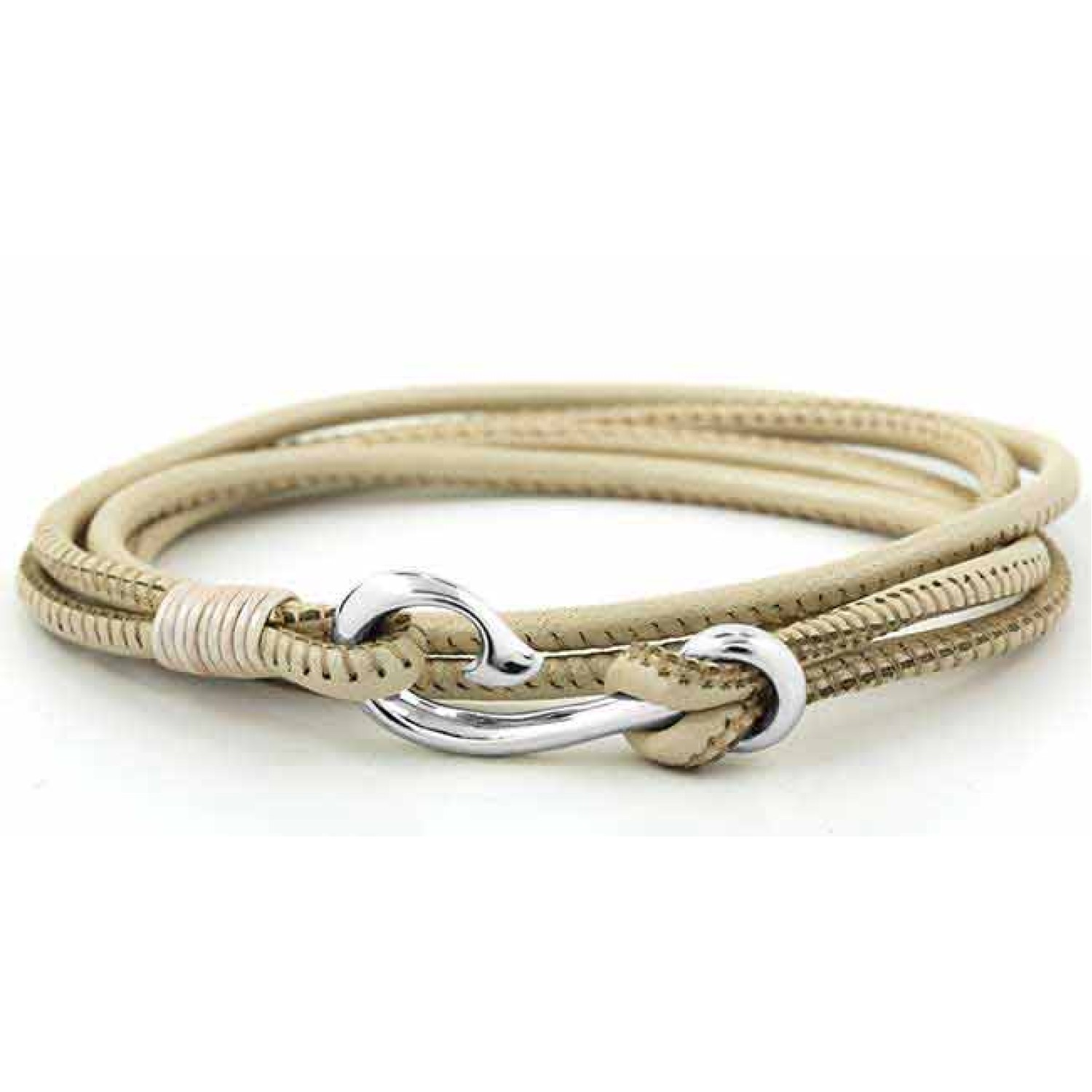 Evolve Safe Travel Wrap Bracelet Cream LKBWCR - Evolve Charms Sale Evolve Safe Travel Wrap Bracelet Cream. The Safe Travel Wrap Bracelet features a sterling silver safe travel hook on soft leather, promising protection and safety as you explore the world. This bracelet wraps around your wrist twice and loops onto the fis