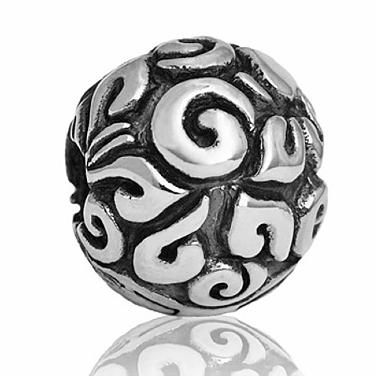 LKC024 Evolve Charms NZ Spirit End Stopper. This beautiful design represents the power & spirit infused throughout New Zealand’s rich cultural heritage. Curving koru spirals, representing the circle of life, new beginnings & growth combine with po