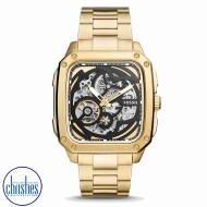 BQ2573 Fossil Inscription Automatic Gold Tone Watch