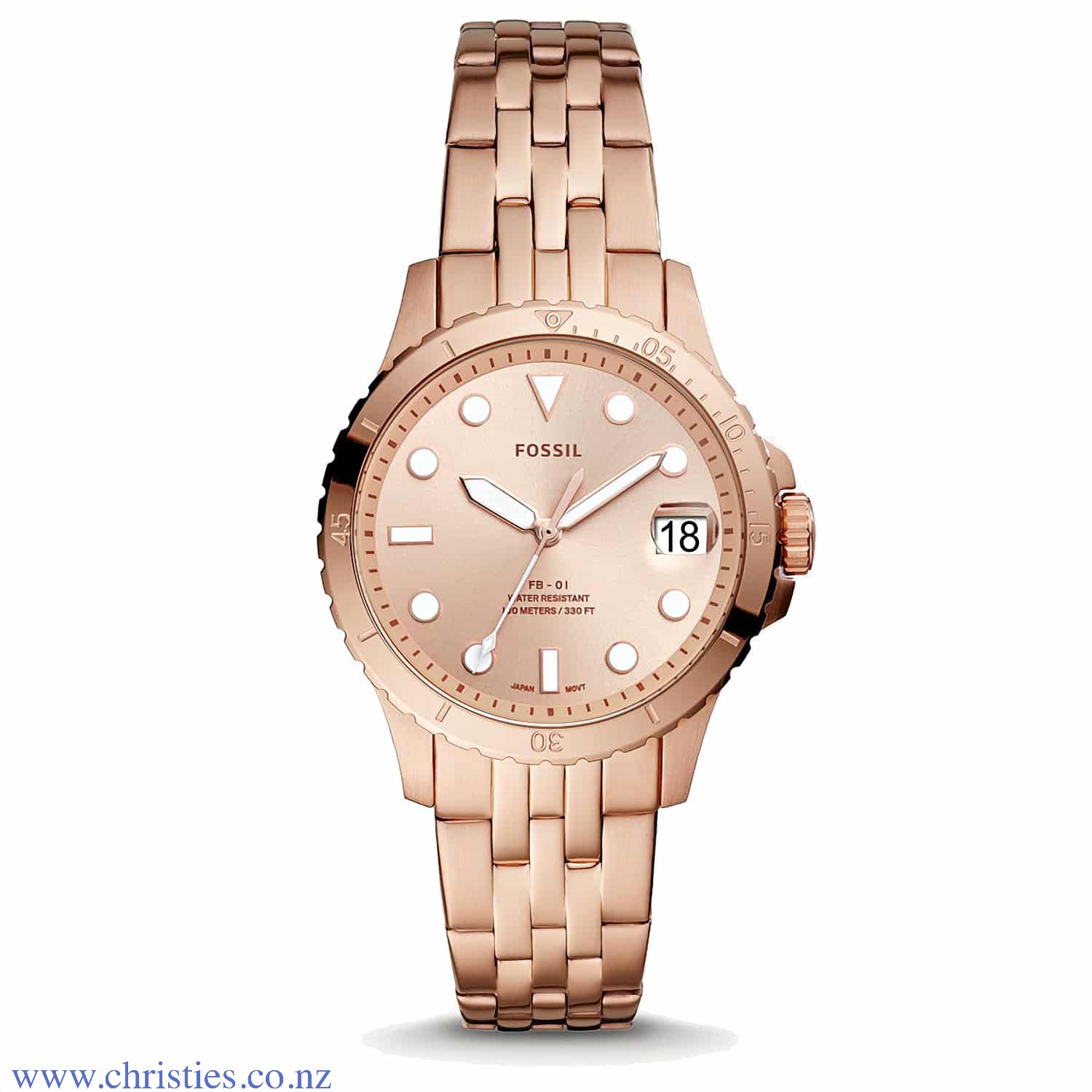 ES4748 Fossil FB-01 Rose Gold-Tone Watch. ES4748 Fossil FB-01 Three-Hand Date Rose Gold-Tone Stainless Steel Watch Afterpay - Split your purchase into 4 instalments - Pay for your purchase over 4 instalments, due every two weeks. You’ll pay your first fos