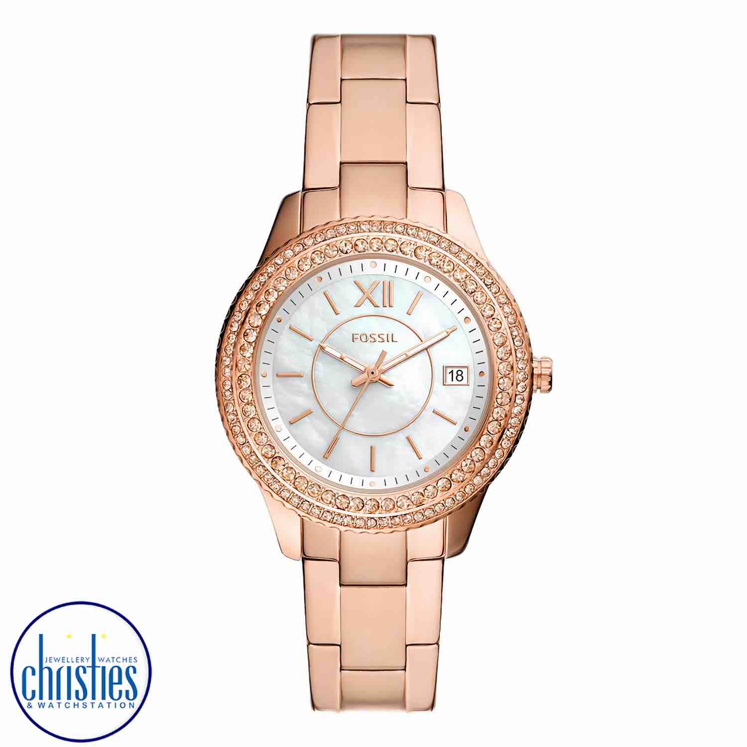 ES5131 Fossil Stella Rose Gold-Tone Stainless Steel Watch fossil smart watches nz