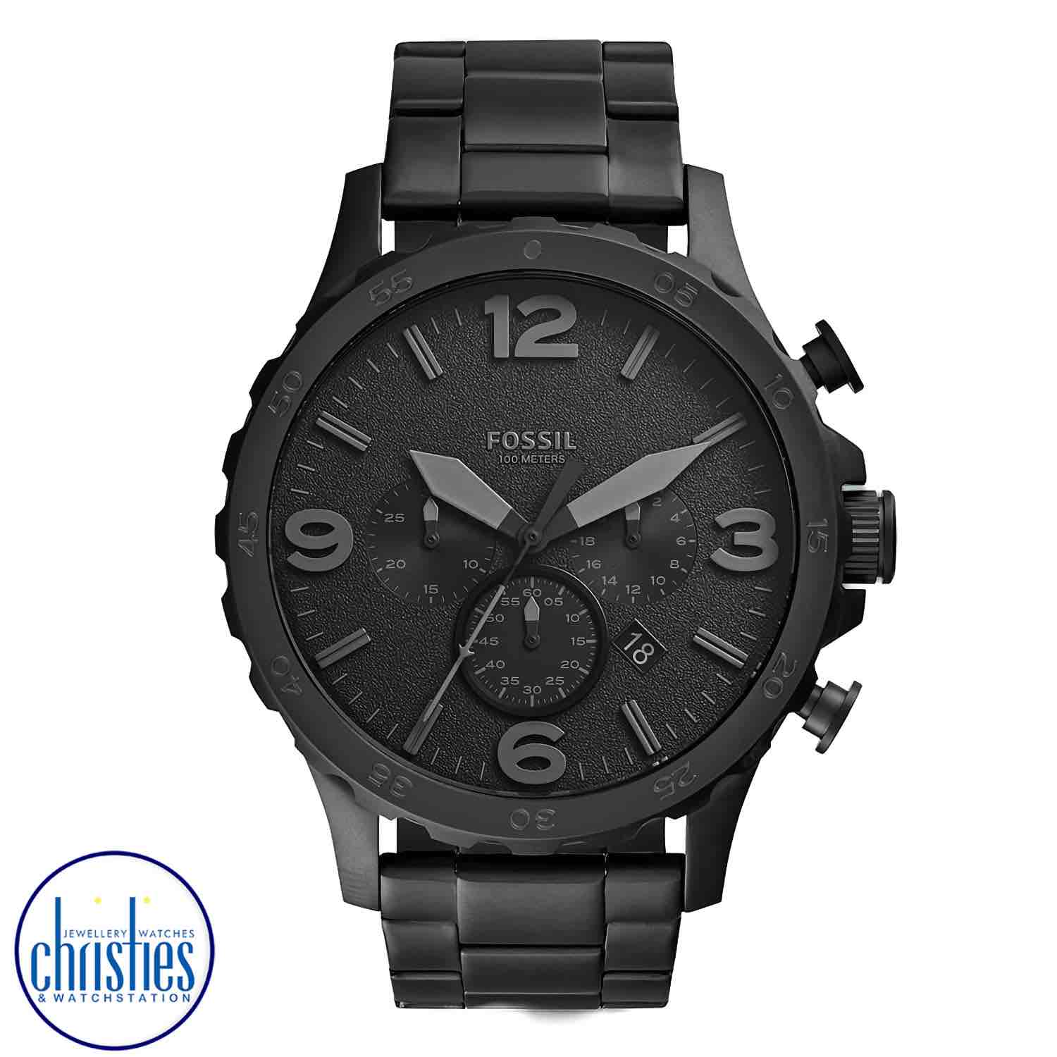 JR1401 Fossil Nate Chronograph Black Stainless Steel Watch 