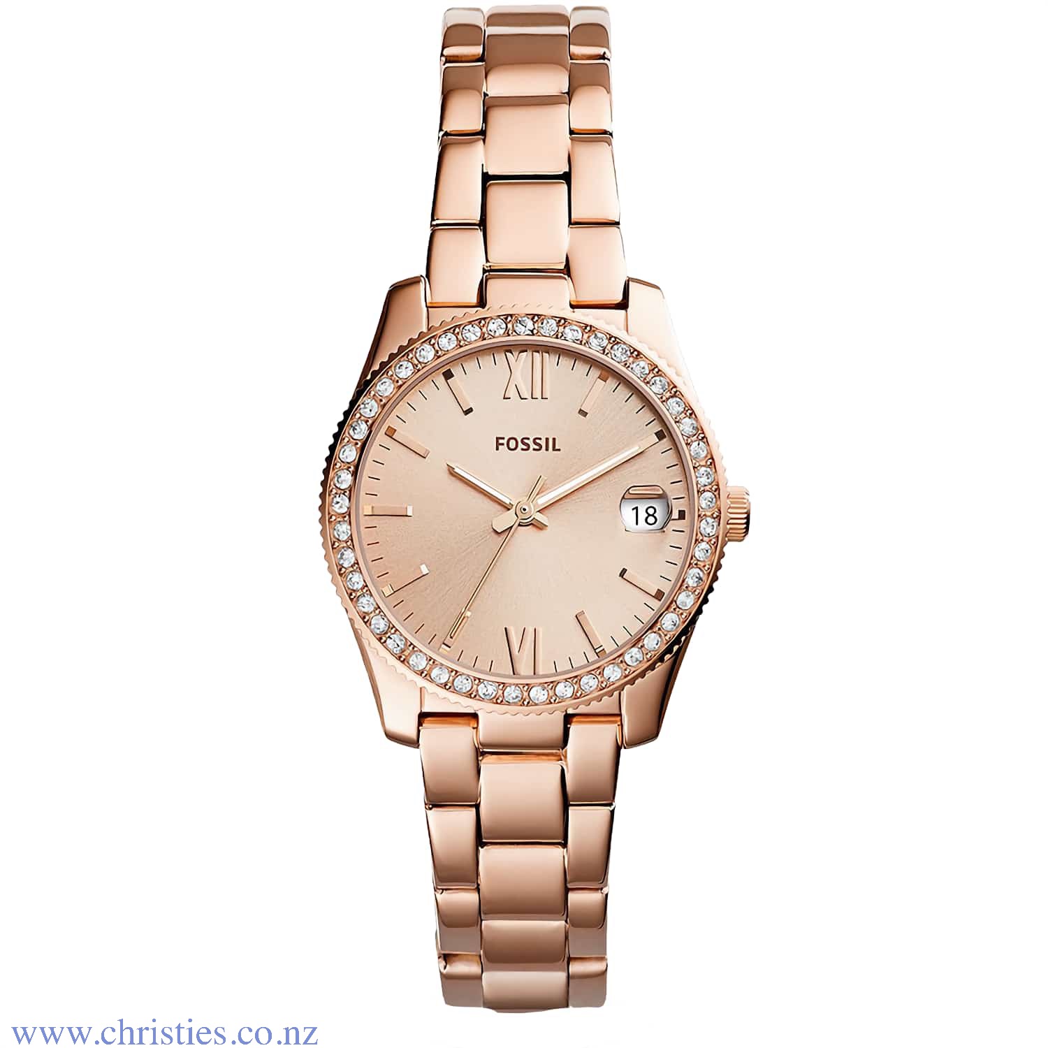 ES4318 Fossil Scarlette Mini Rose Gold Tone Watch. ES4318 Fossil Scarlette Mini Rose Gold Tone Watch with 50 Metre Water Resist Rating Afterpay - Split your purchase into 4 instalments - Pay for your purchase over 4 instalments, due every two weeks. You’l