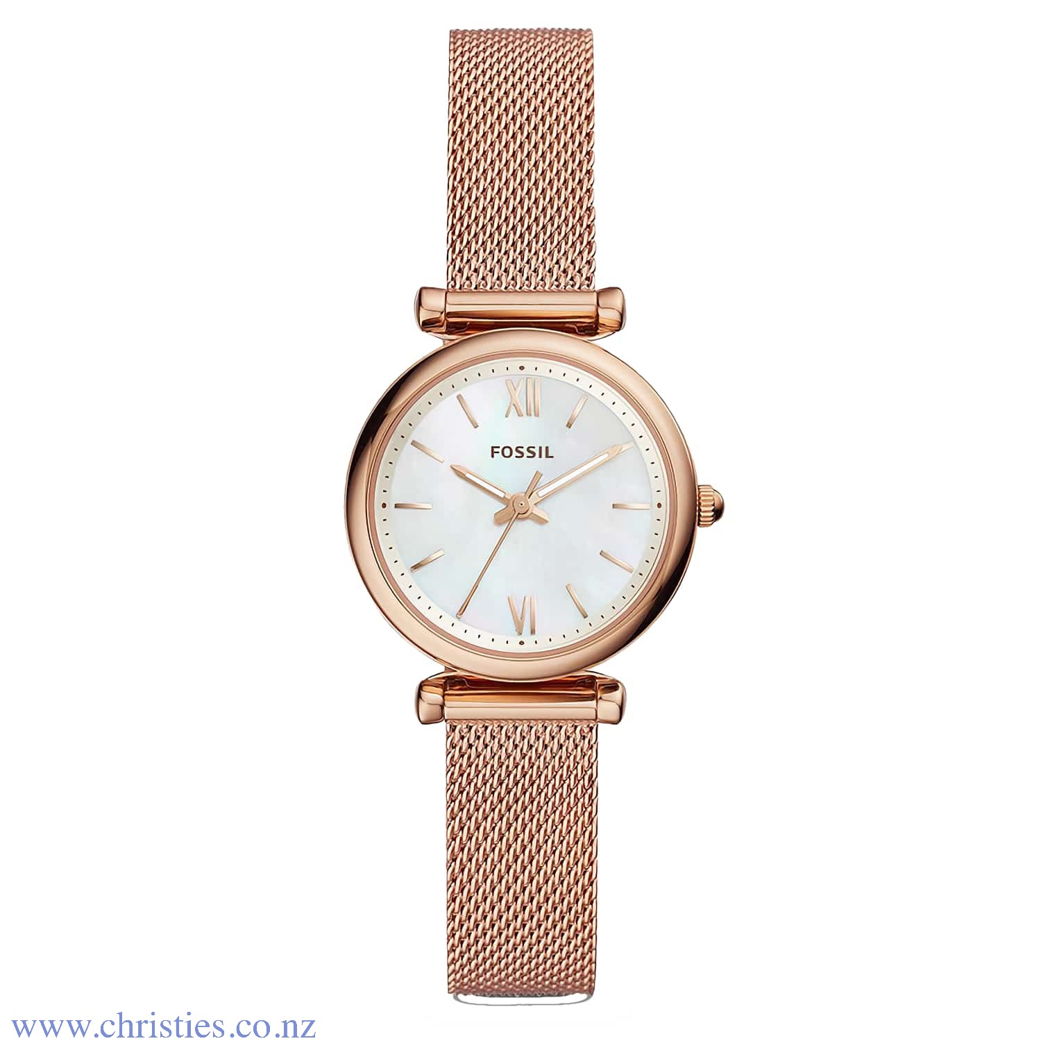 ES4433 Fossil Carlie Mini Rose Mother of Pearl Watch. ES4433 Fossil Carlie Mini Rose Mother of Pearl Watch with 50 Metre Water Resist Rating Afterpay - Split your purchase into 4 instalments - Pay for your purchase over 4 instalments, due every two weeks.