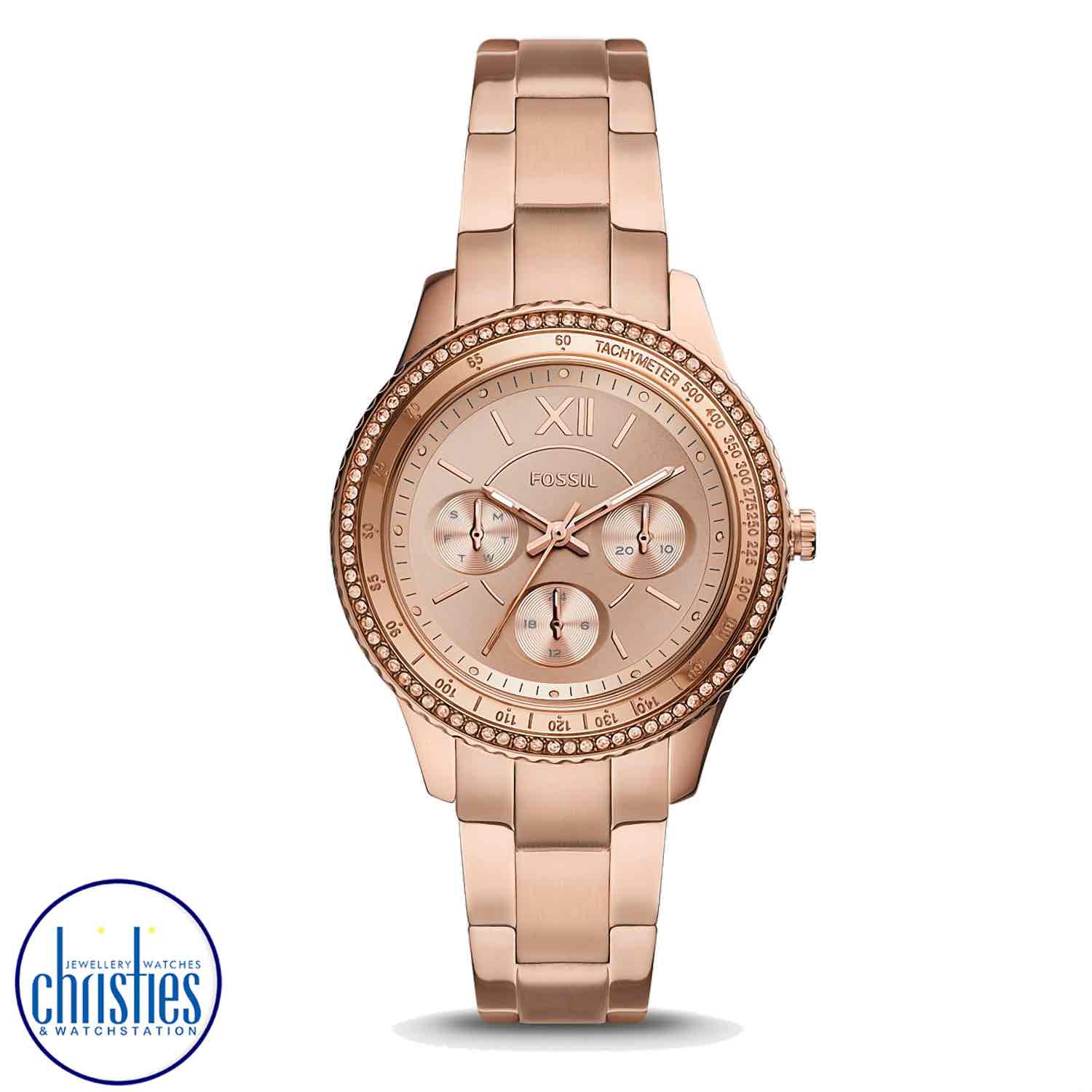 ES5106 Fossil Stella Sport Multifunction Rose Gold-Tone Watch. fossil smartwatch gen 6 $339.00