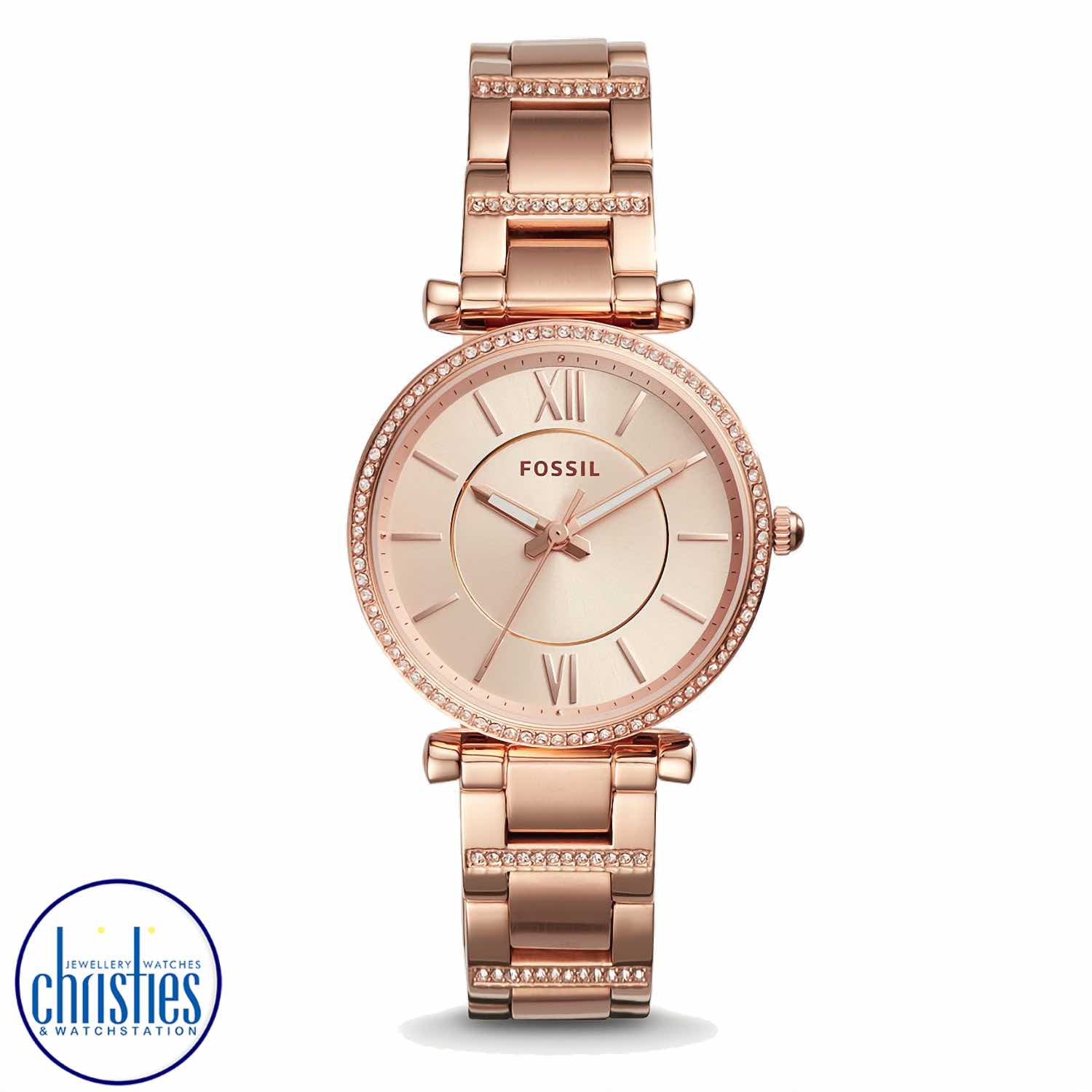 ES4301 Fossil Carlie Three-Hand Rose-Gold Tone Watch fossil smart watches nz