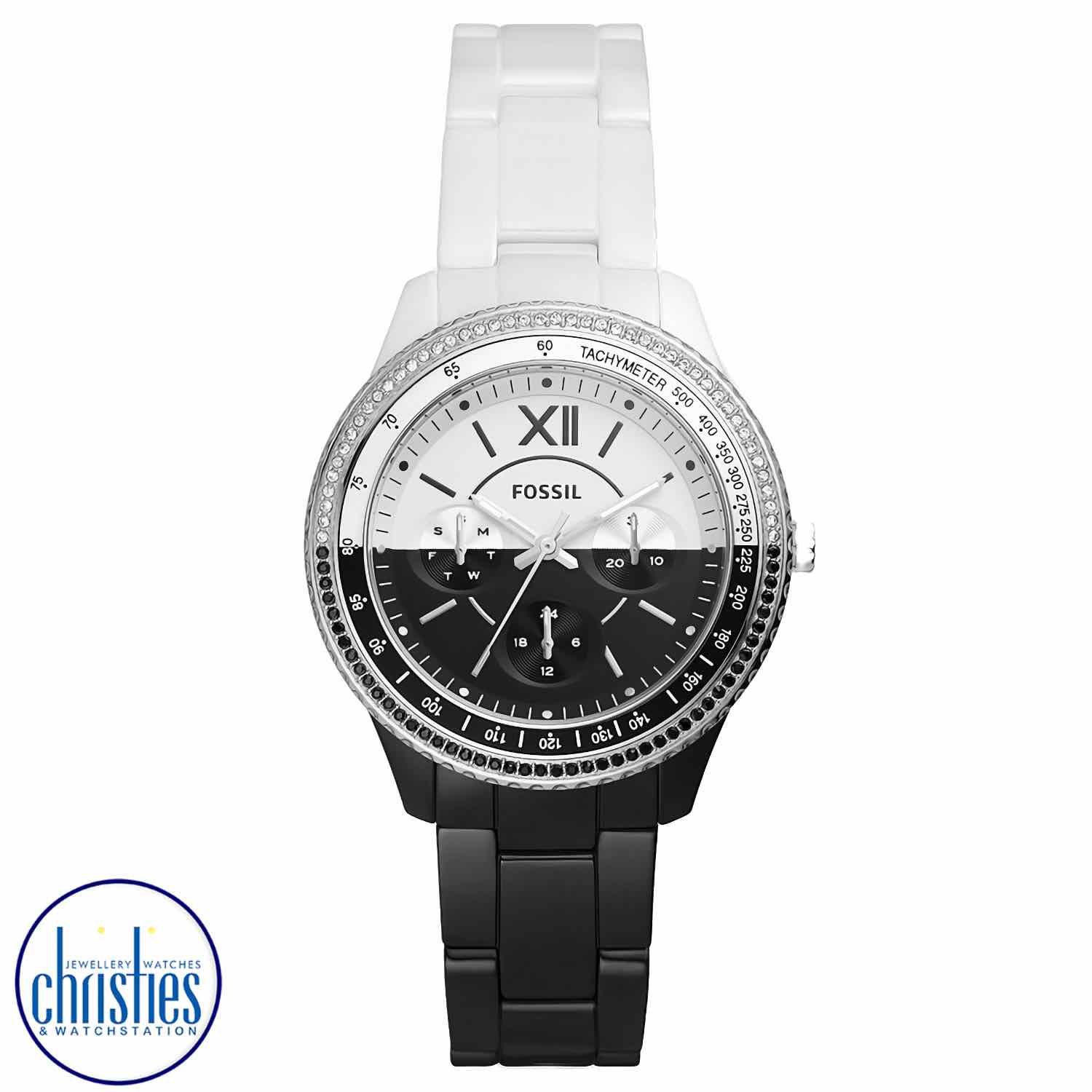 CE1118 Fossil Stella Multifunction Black and White Ceramic Watch. CE1118 Fossil Stella Multifunction Black and White Ceramic WatchAfterpay - Split your purchase into 4 instalments - Pay for your purchase over 4 instalments, due every two weeks.