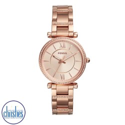 ES4301 Fossil Carlie Three-Hand Rose-Gold-Tone Stainless Steel Watch