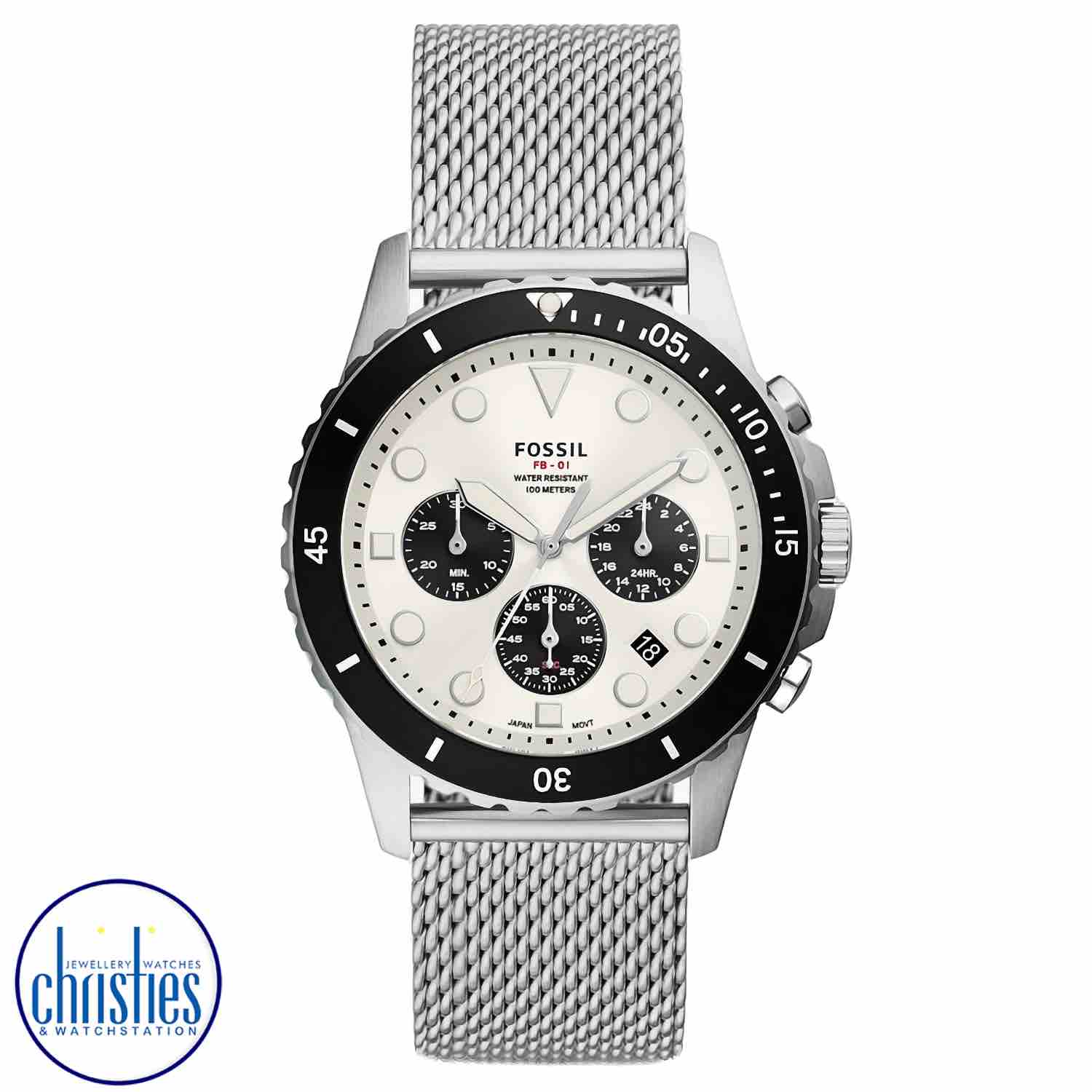 FS5915 Fossil FB-01 Chronograph Stainless Steel Mesh Watch. FS5915 Fossil FB-01 Chronograph Stainless Steel Mesh WatchAfterpay - Split your purchase into 4 instalments - Pay for your purchase over 4 instalments, due every two weeks.