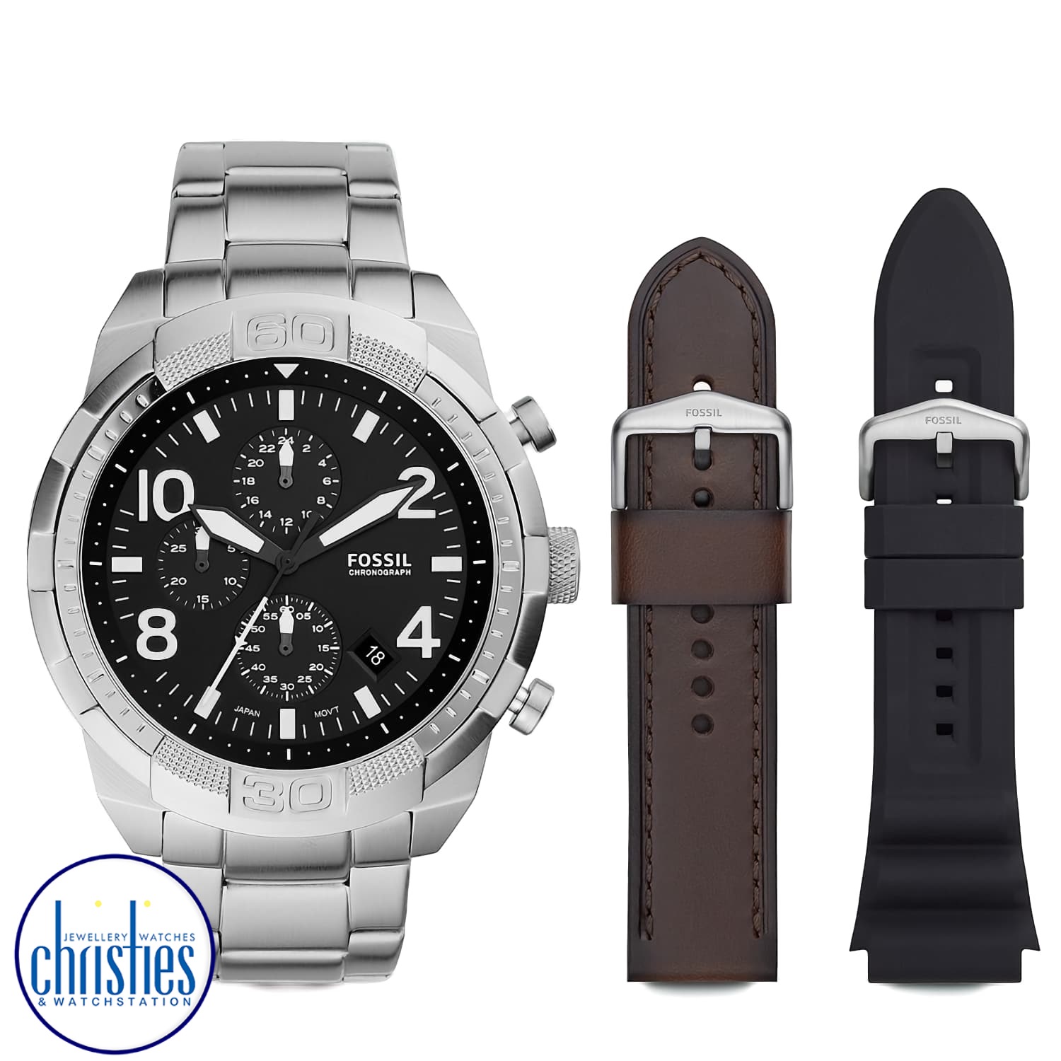 FS5968SET Fossil Bronson Chronograph Stainless Steel Watch and Interchangeable Strap Set. FS5968SET Fossil Bronson Chronograph Stainless Steel Watch and Interchangeable Strap SetAfterpay - Split your purchase into 4 instalments - Pay for your purchase ove