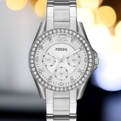 ES3202 Fossil Riley Multifunction Silver Tone Watch