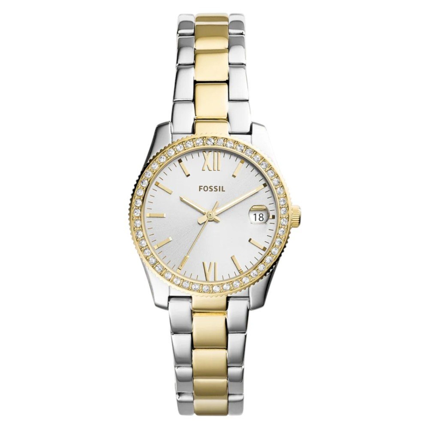 ES4319 Fossil Scarlette Mini Three-Hand Date Two-Tone Stainless Steel Watch – Fossil Watches in New Zealand - Buy Men’s and Women’s Watches Online - Free Delivery and Afterpay Options ES4319 Fossil Scarlette Mini Three-Hand Date Two-Tone Stainless Steel Watch by Fossil