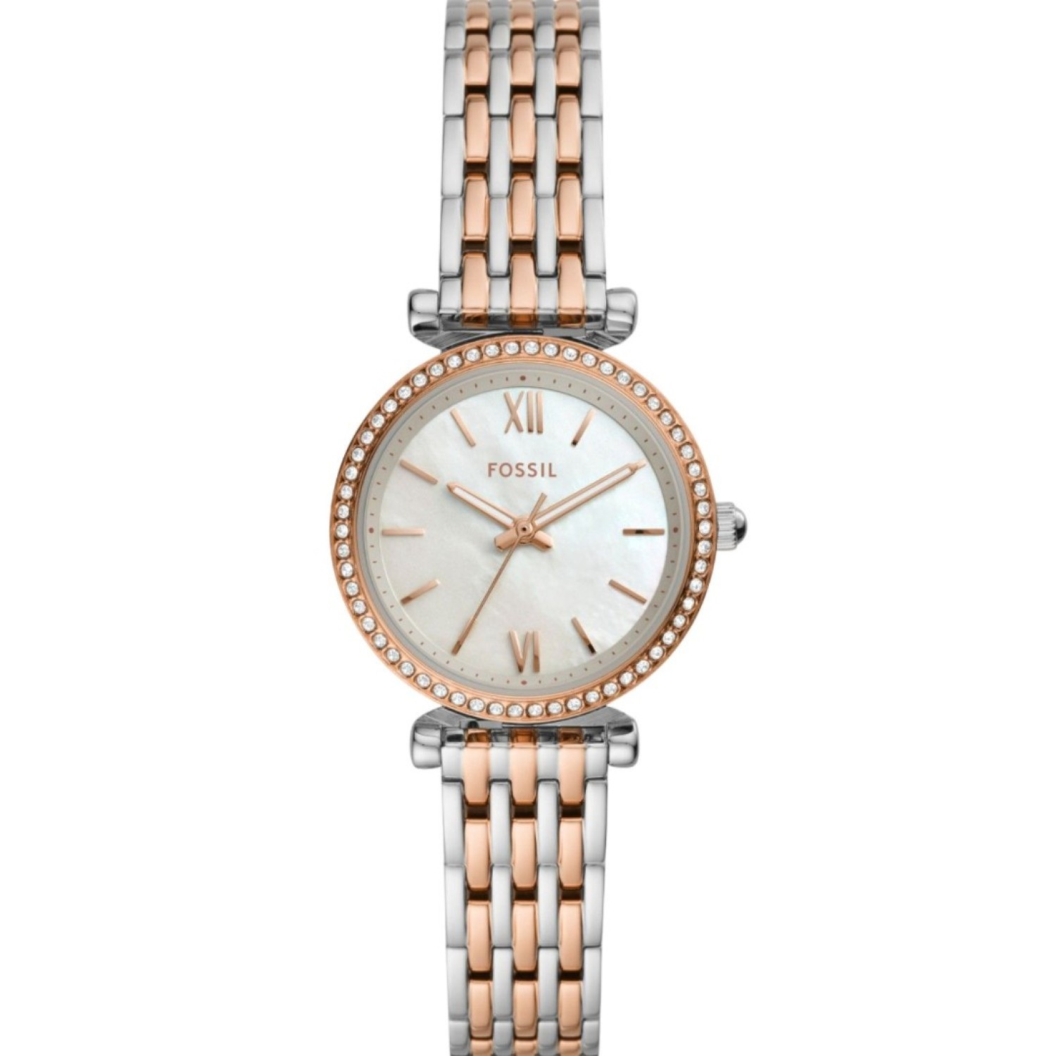 ES4649 Fossil Carlie Mini Three-Hand Two-Tone Stainless Steel Watch – Fossil Watches in New Zealand - Buy Men’s and Women’s Watches Online - Free Delivery and Afterpay Options ES4649 Fossil Carlie Mini Three-Hand Two-Tone Stainless Steel Watch by Fossil