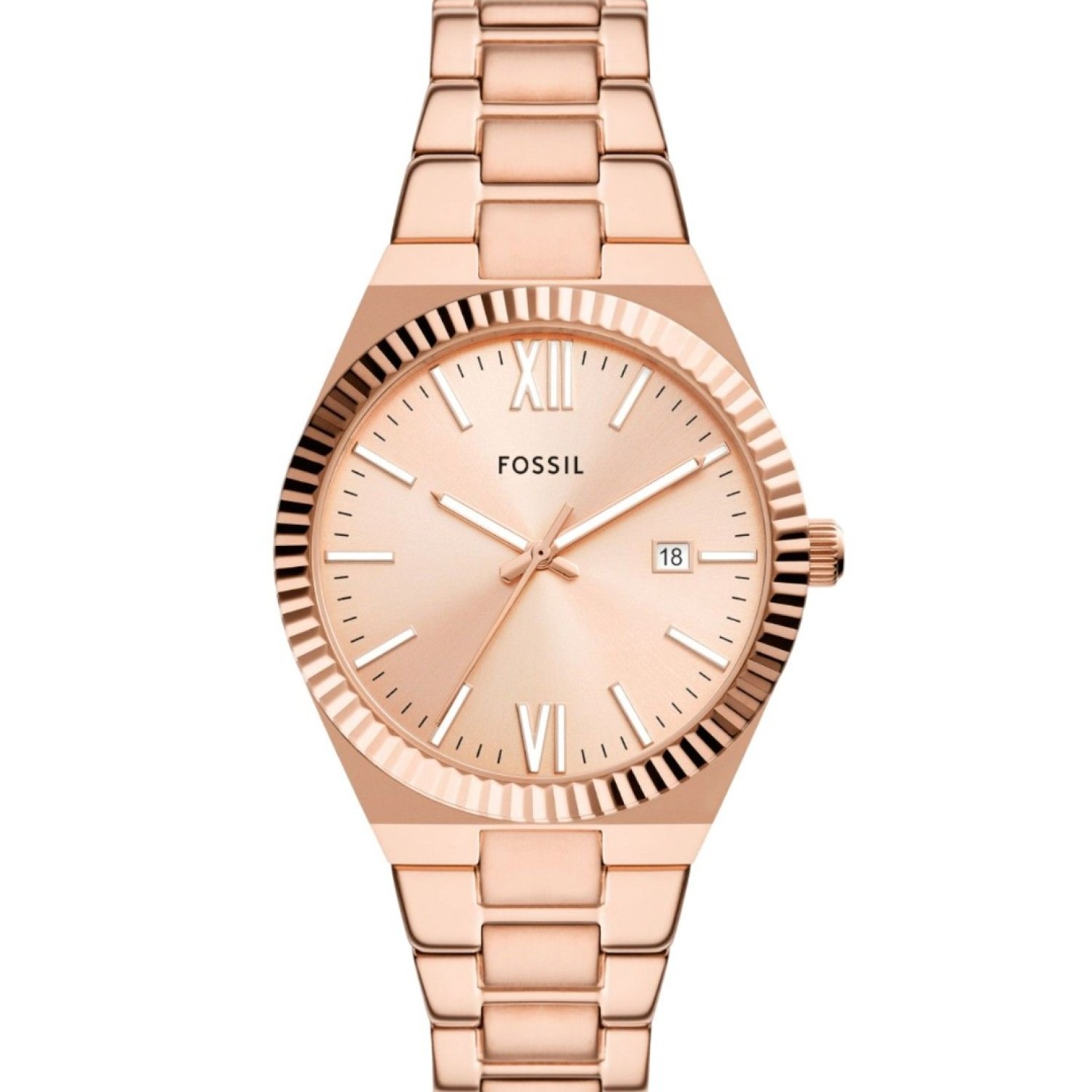 ES5258 Fossil Scarlette Three-Hand Date Rose Gold‑Tone Stainless Steel Watch – Fossil Watches in New Zealand - Buy Men’s and Women’s Watches Online - Free Delivery and Afterpay Options ES5258 Fossil Scarlette Three-Hand Date Rose Gold‑Tone Stainless Steel Watch by Fossil