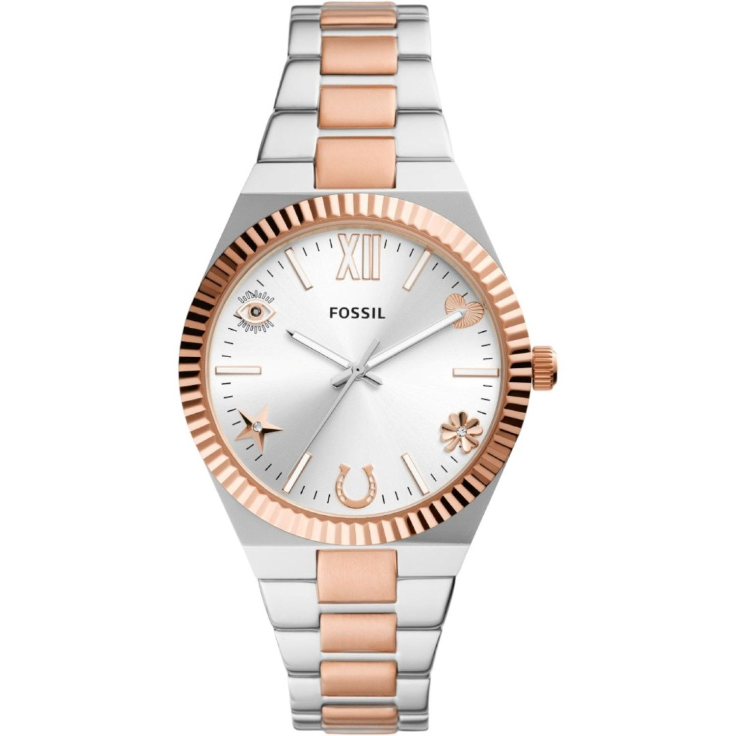 ES5261 Fossil Scarlette Three-Hand Two-Tone Stainless Steel Watch – Fossil Watches in New Zealand - Buy Men’s and Women’s Watches Online - Free Delivery and Afterpay Options ES5261 Fossil Scarlette Three-Hand Two-Tone Stainless Steel Watch by Fossil