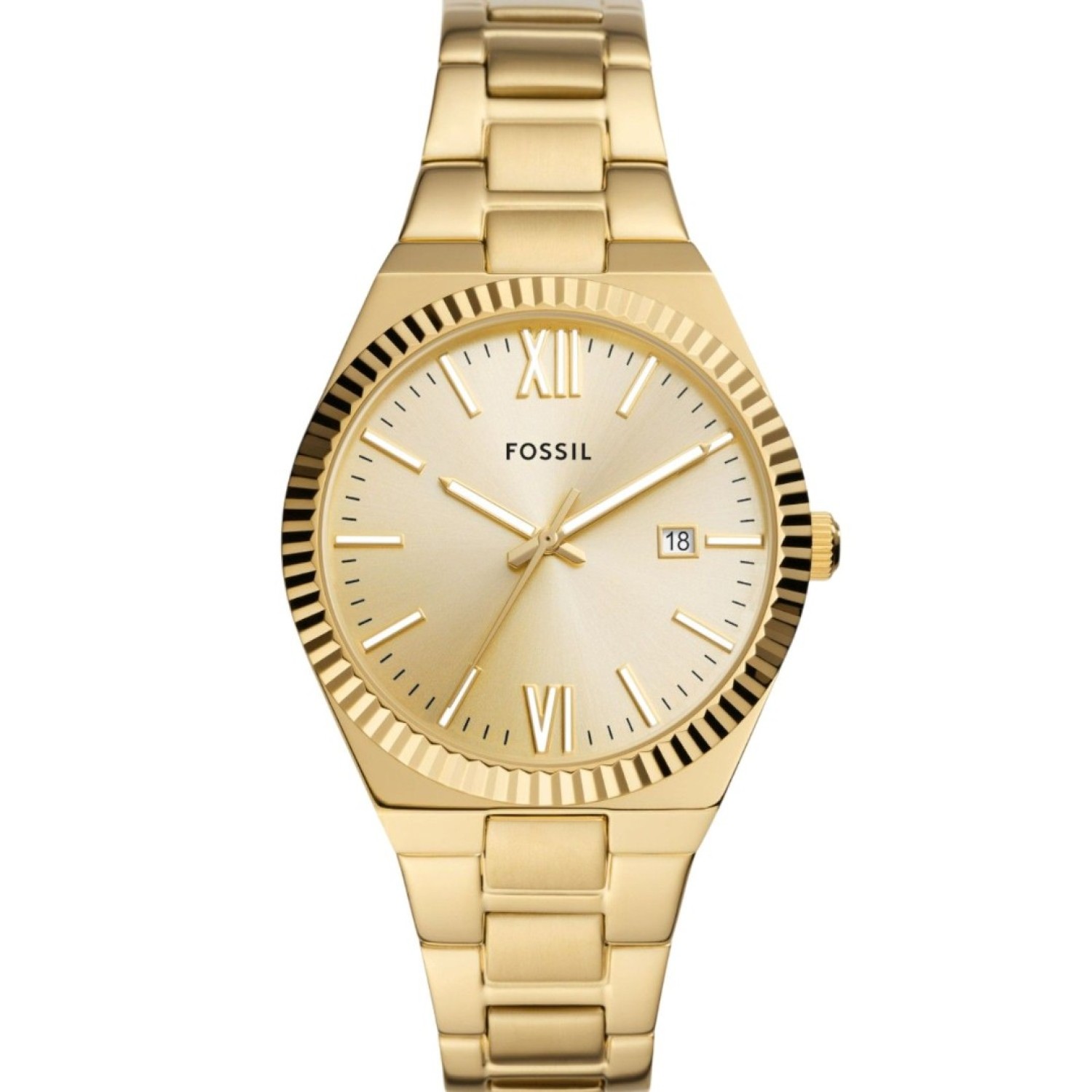 ES5299 Fossil Scarlette Three-Hand Date Gold-Tone Stainless Steel Watch – Fossil Watches in New Zealand - Buy Men’s and Women’s Watches Online - Free Delivery and Afterpay Options ES5299 Fossil Scarlette Three-Hand Date Gold-Tone Stainless Steel Watch by Fossil